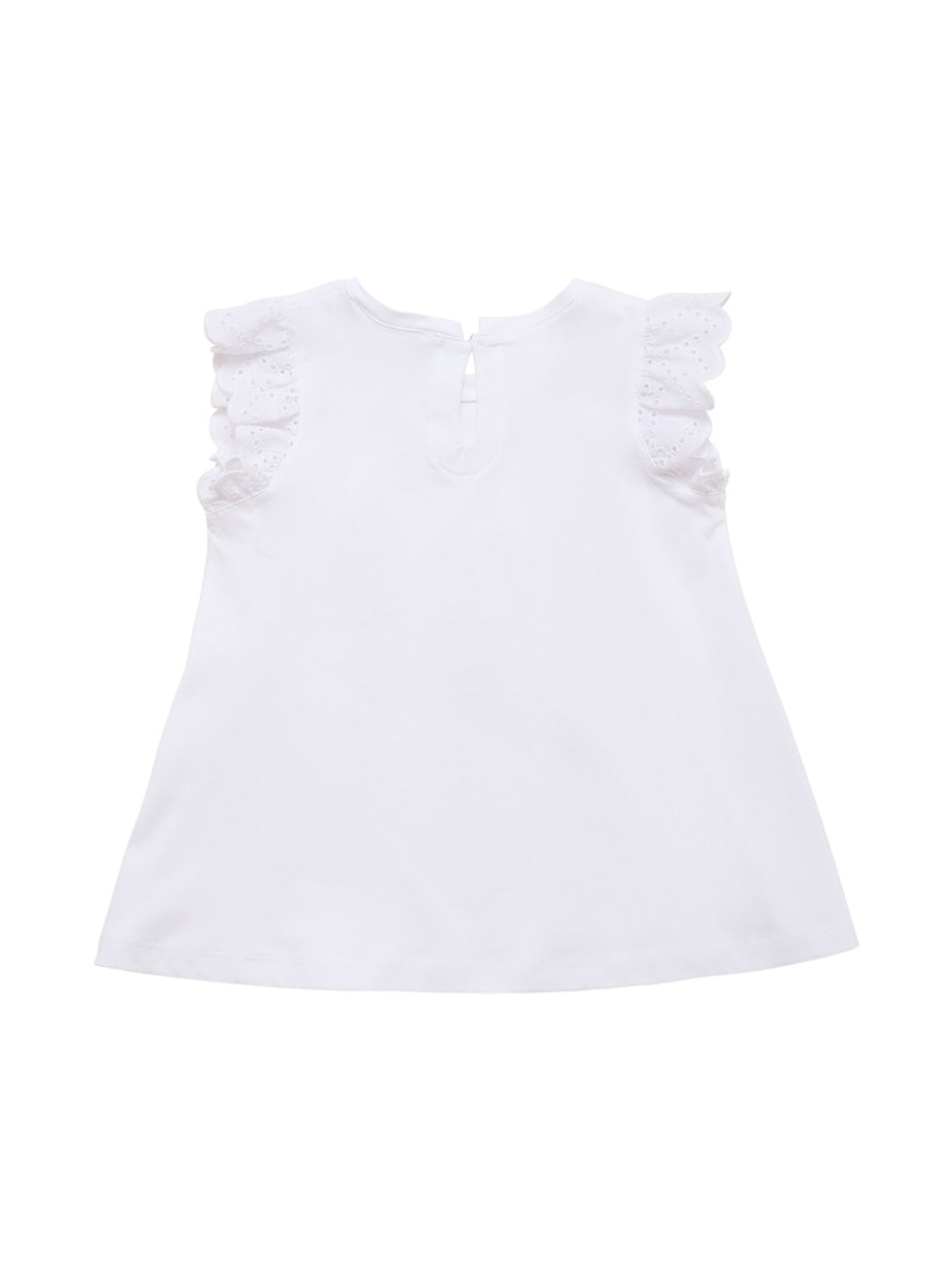 Shop Monnalisa Printed Cotton Jersey & Lace T-shirt In White