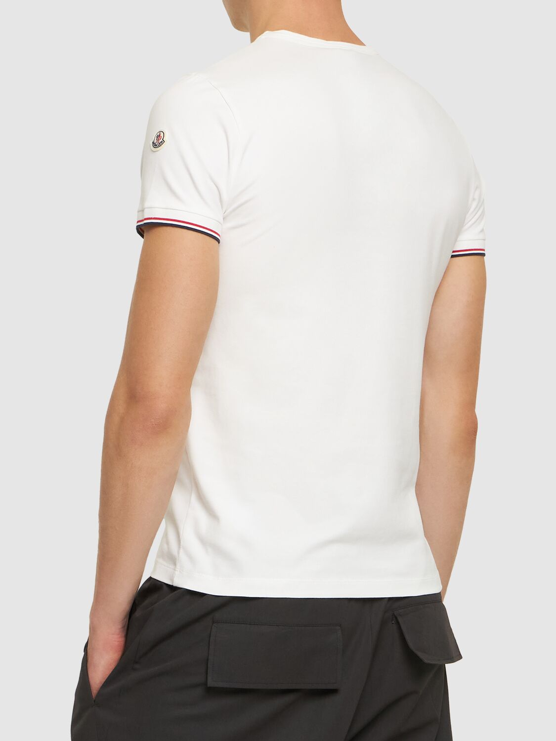 Shop Moncler Stretch Cotton Jersey T-shirt In White