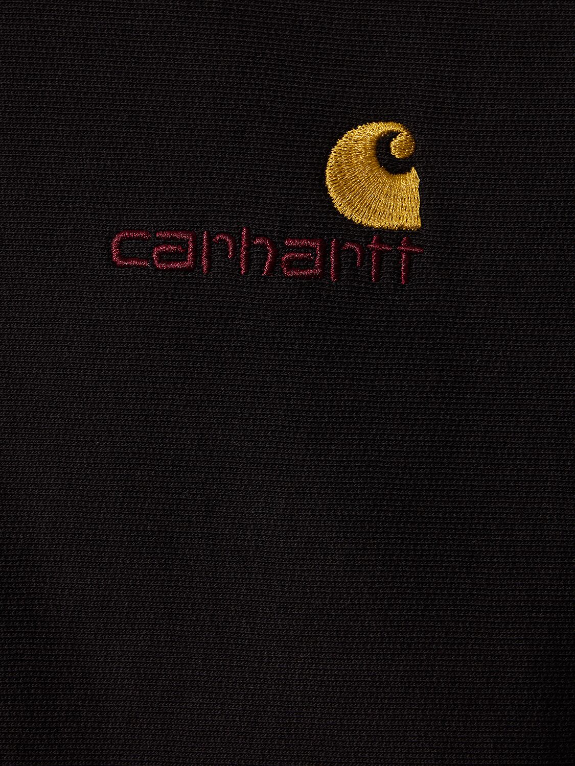 Shop Carhartt American Script Sweatshirt Hoodie In Black