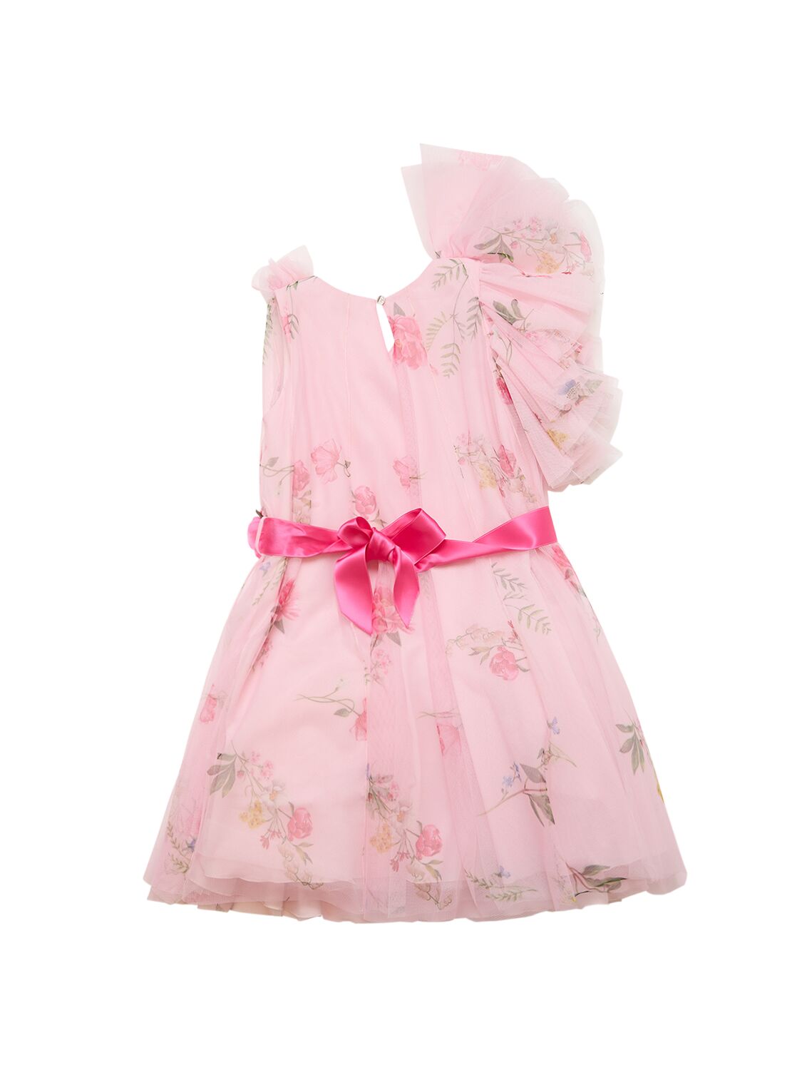 MONNALISA PRINTED TULLE DRESS W/BELT 