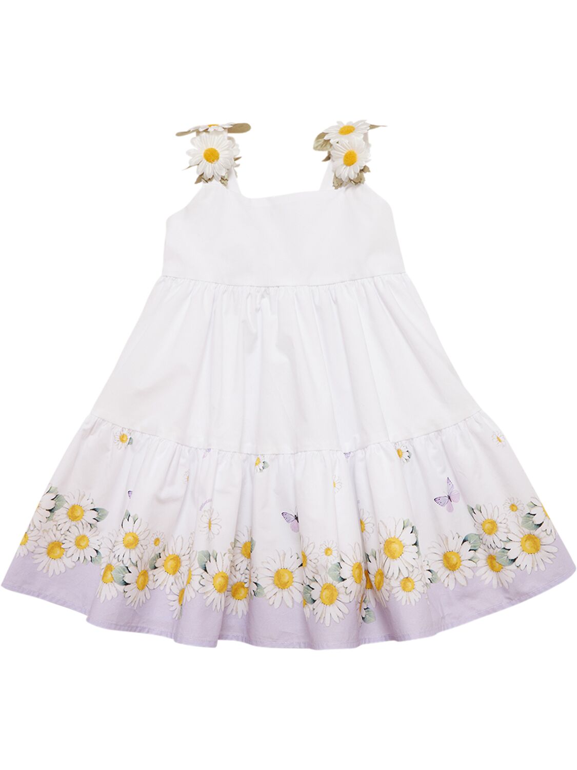 Monnalisa Kids' Embroidered Cotton Dress In White