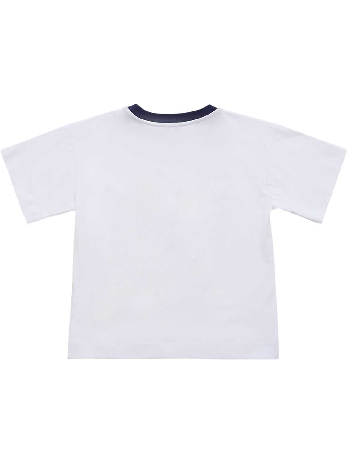 Shop Monnalisa Printed Cotton Jersey T-shirt In White,navy