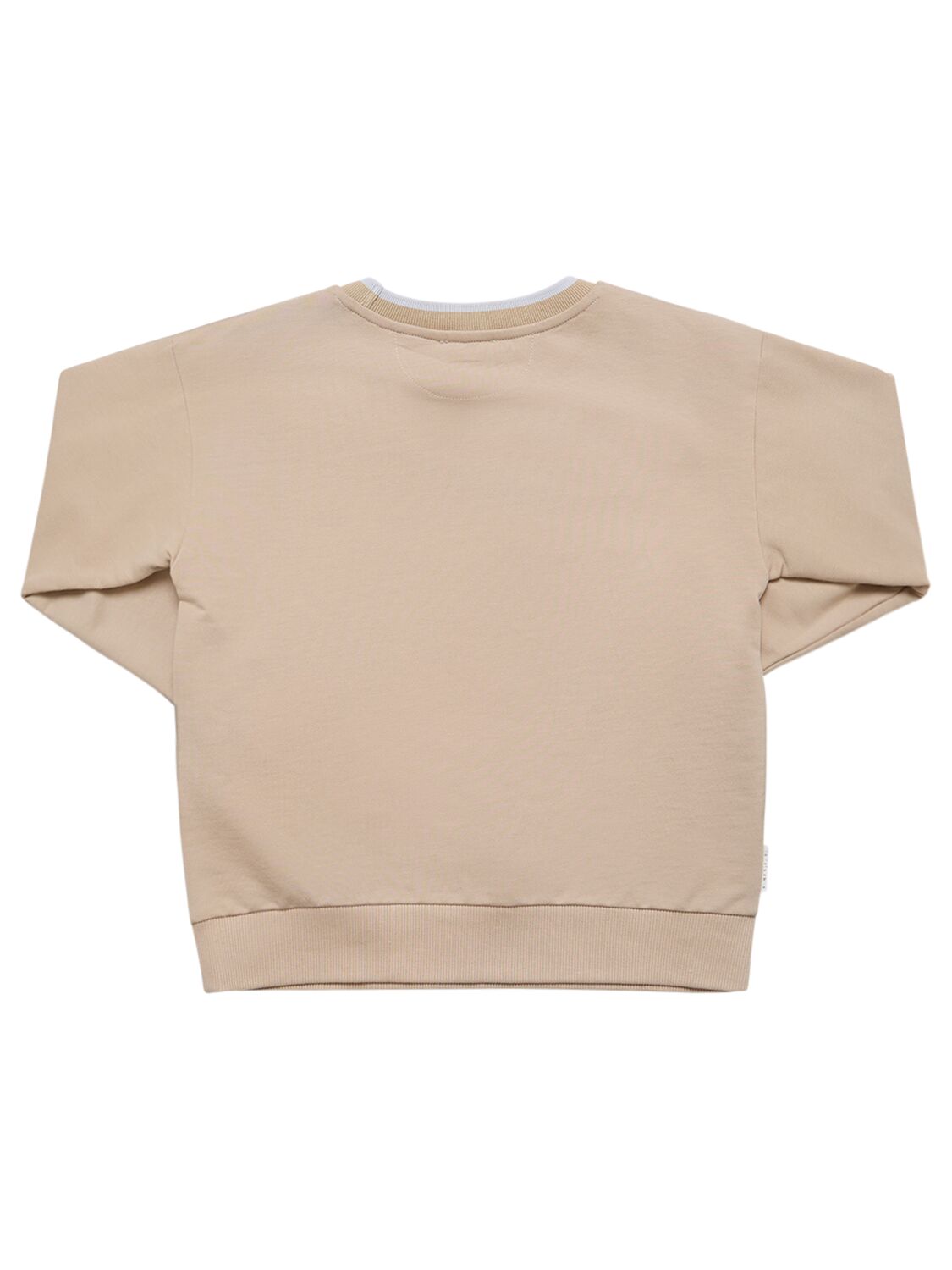 Shop Monnalisa Printed Cotton Crewneck Sweatshirt In Beige