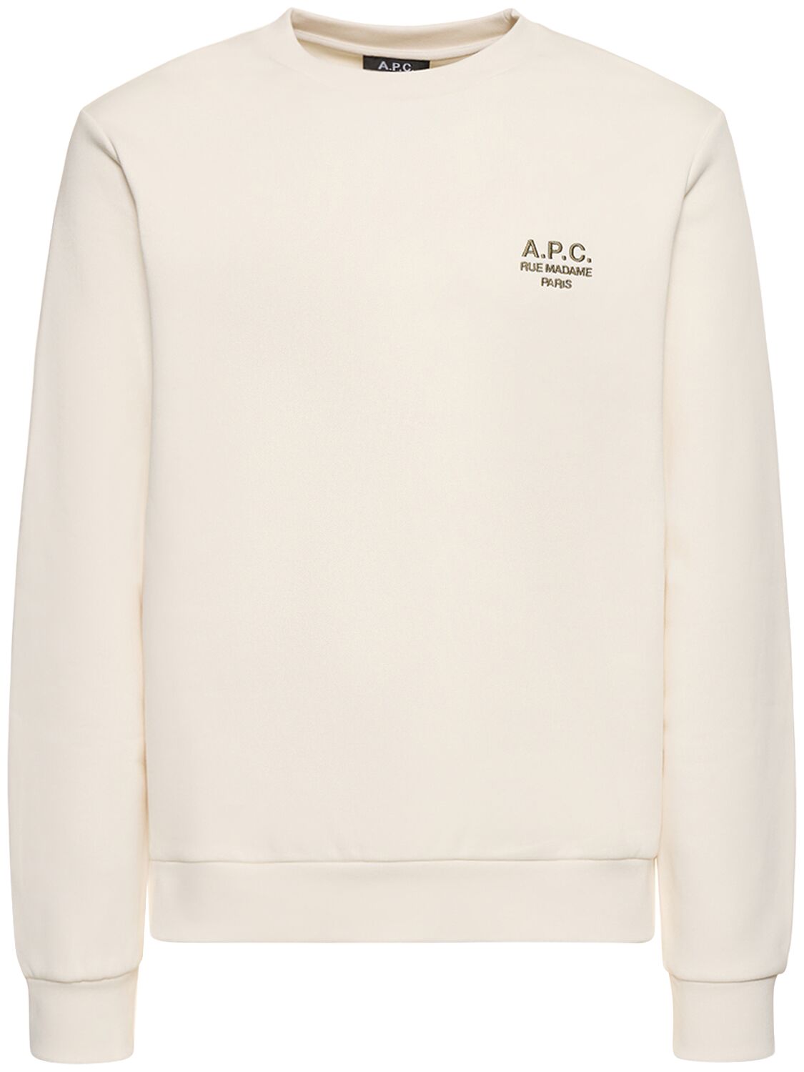 Apc Logo Organic Cotton Sweatshirt In Ecru