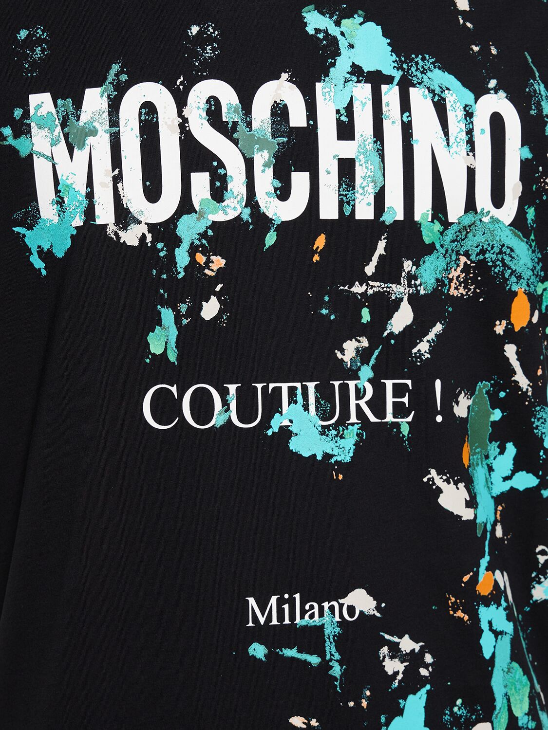 Shop Moschino Logo Print Organic Cotton Jersey T-shirt In Black