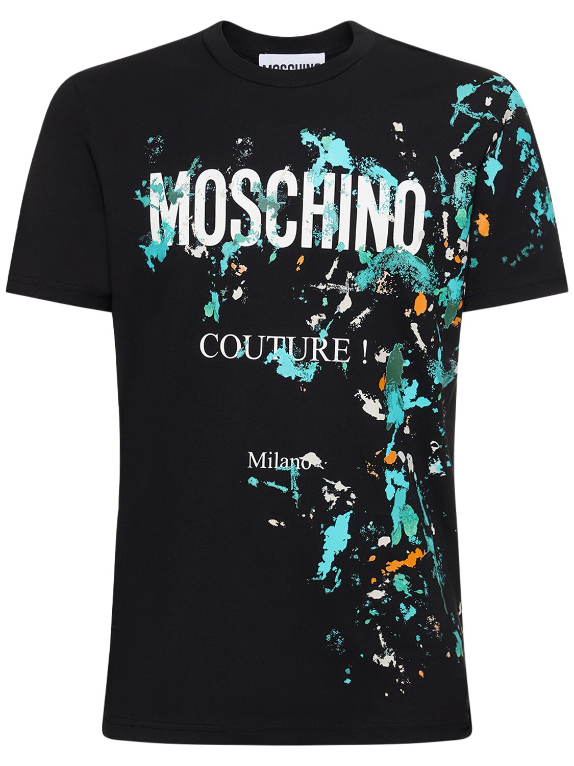 Shop Moschino Logo Print Organic Cotton Jersey T-shirt In Black
