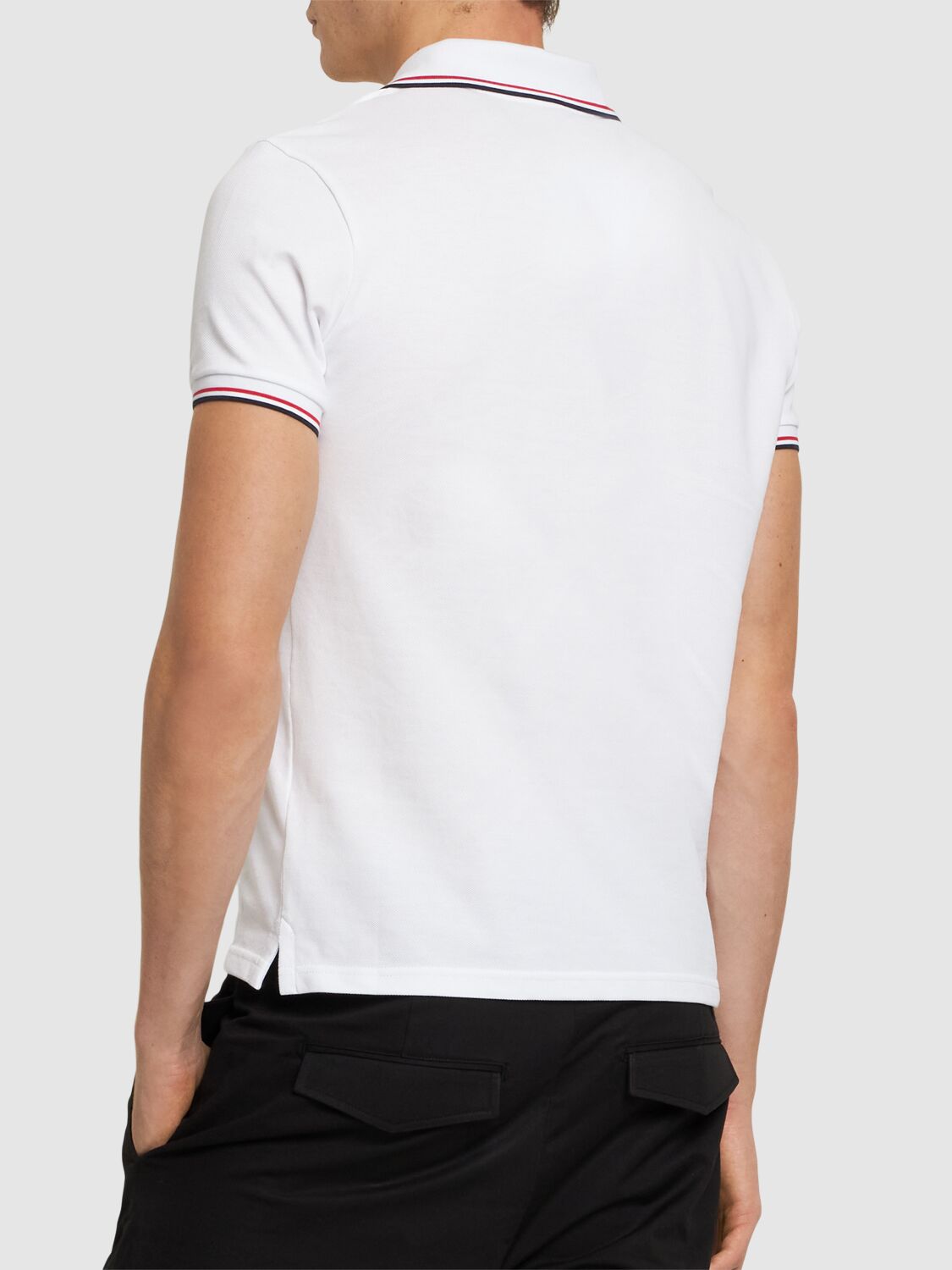 Shop Moncler Cotton Piquet Polo Shirt In White