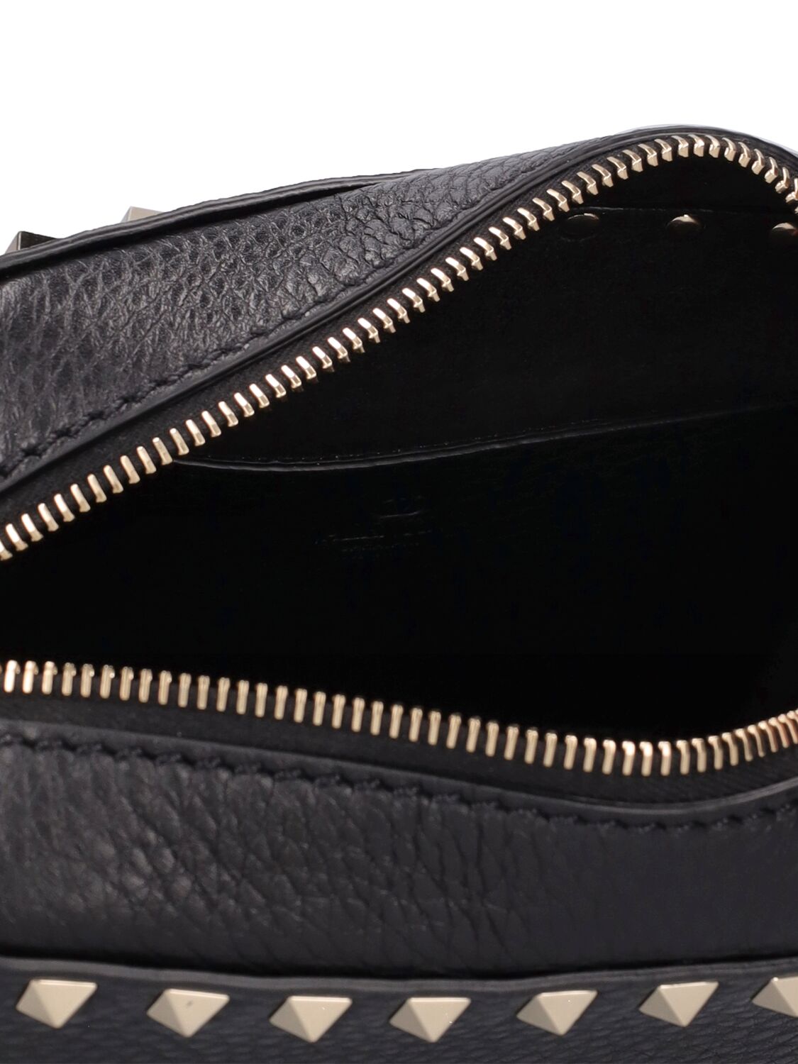 Shop Valentino Rockstud Leather Crossbody Bag In Black