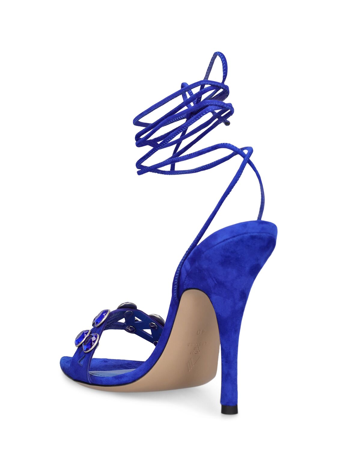 Shop Attico 105mm Grid Suede Sandals In Blue