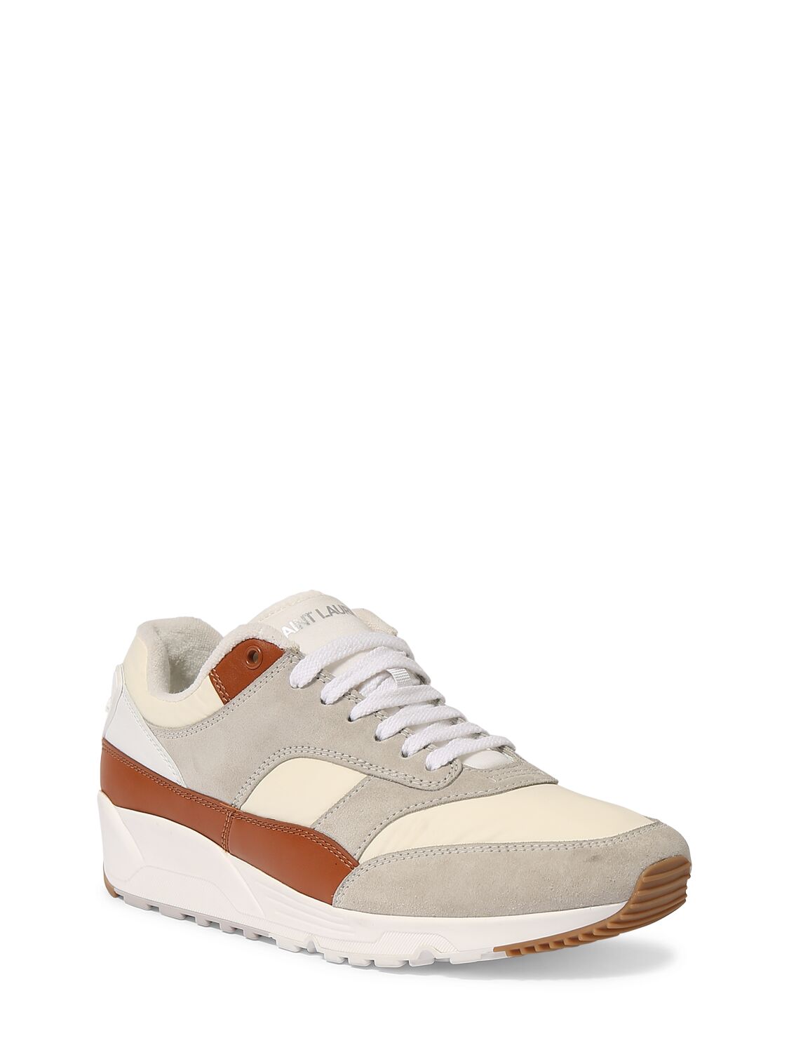 Shop Saint Laurent Bump Leather Sneakers In Grey,brown