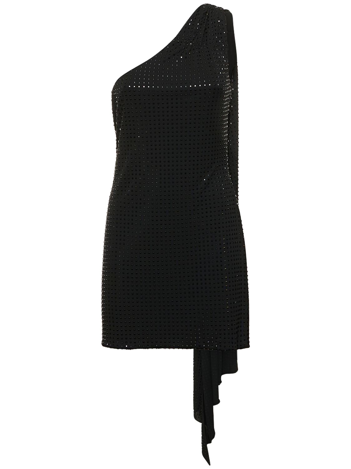 David Koma Womens Black Black Crystal-embellished Draped Woven Mini Dress
