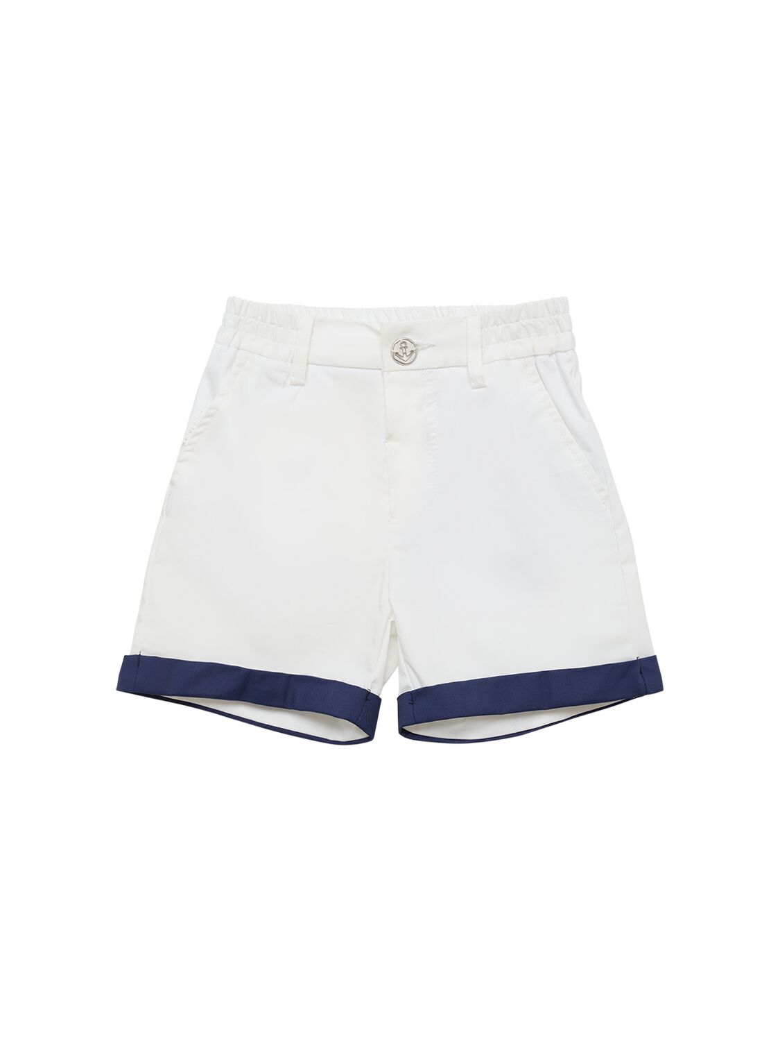 Monnalisa Kids' Cotton Levantine Shorts W/hem In White,navy