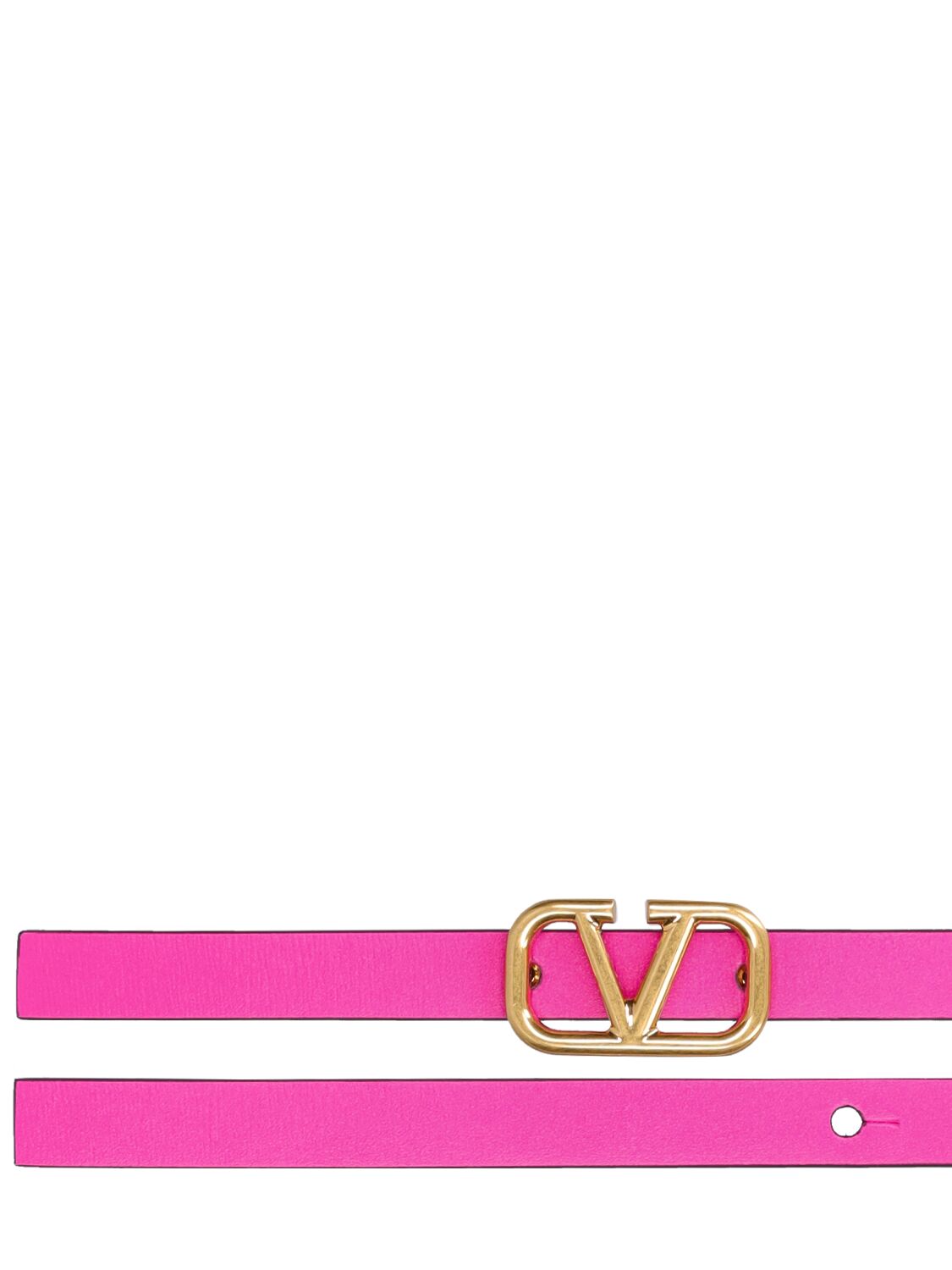 Shop Valentino 10mm Reversible Leather Belt In Black,pink Pp