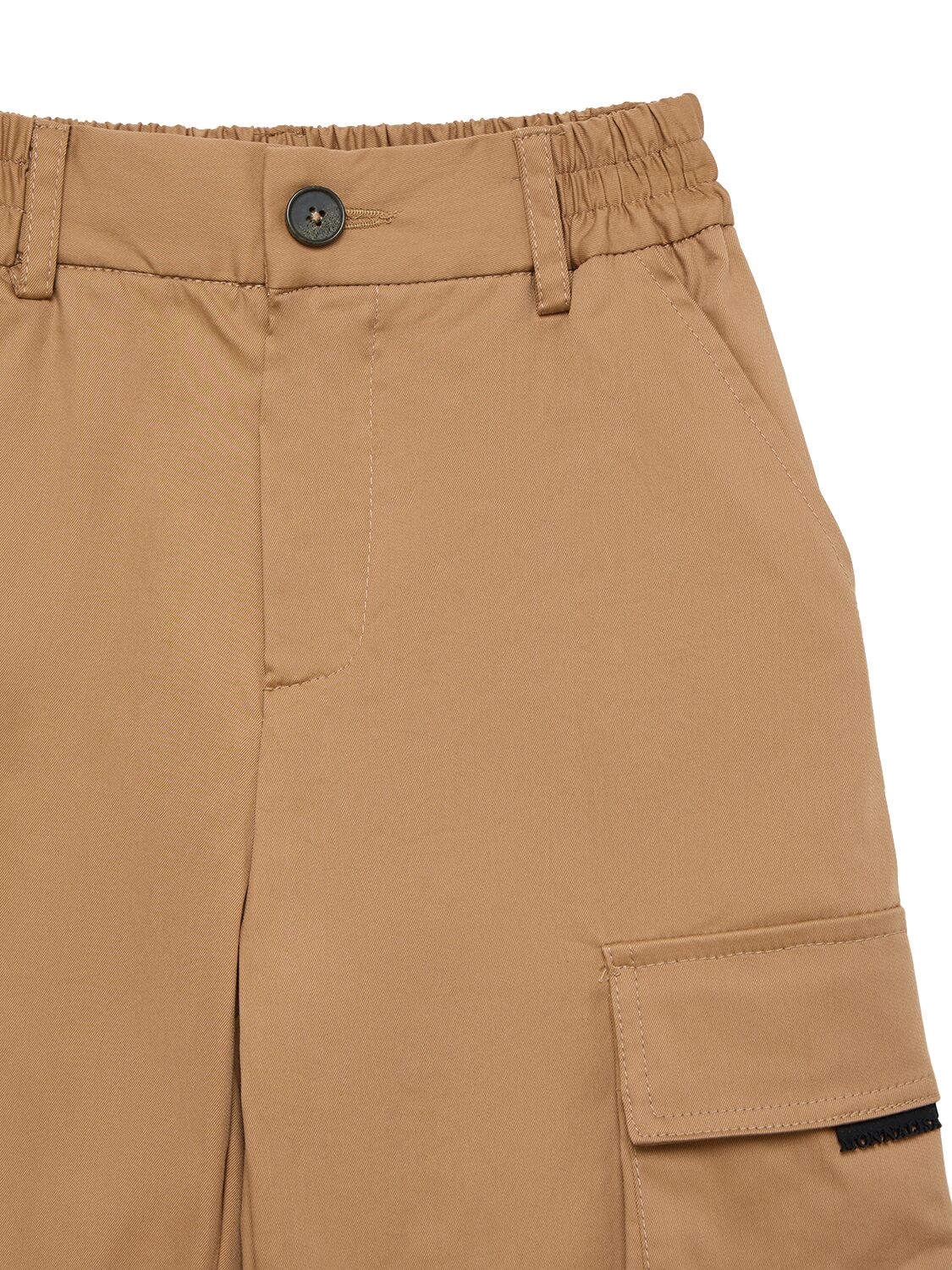 Shop Monnalisa Stretch Cotton Gabardine Cargo Shorts In Brown