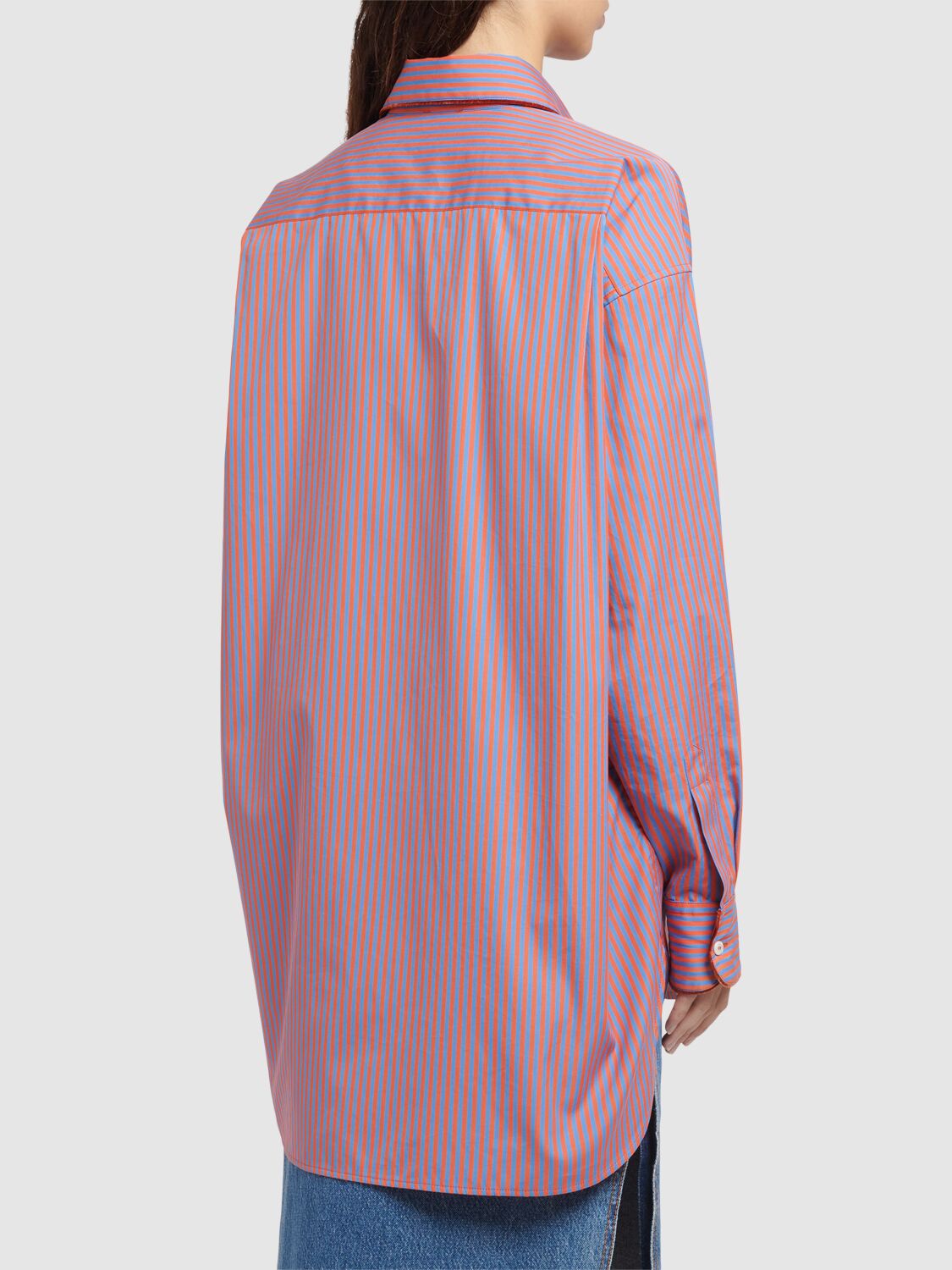 Shop Etro Striped Cotton Poplin Shirt In Red,multi