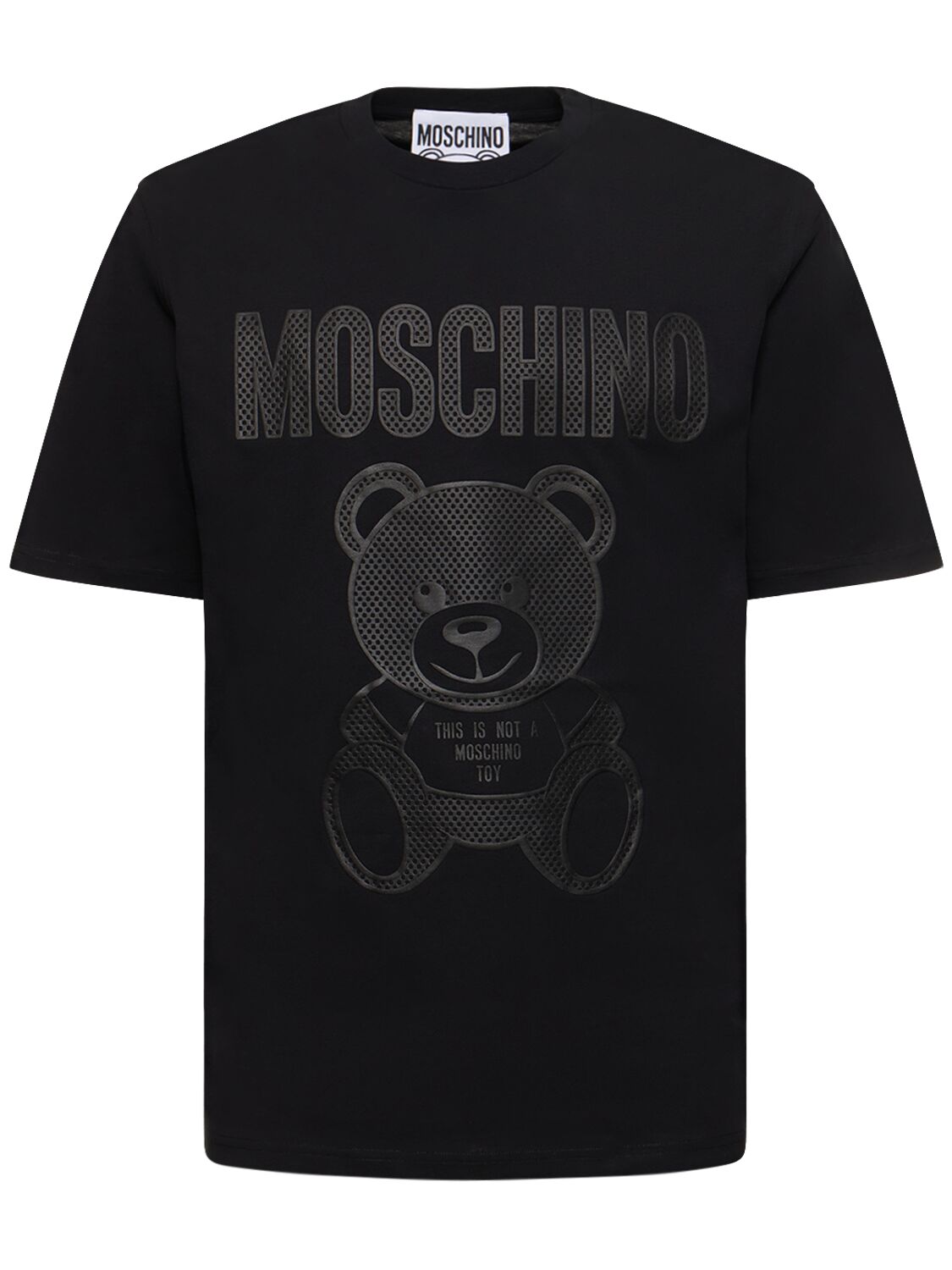 Moschino Teddy Print Organic Cotton T-shirt In Black