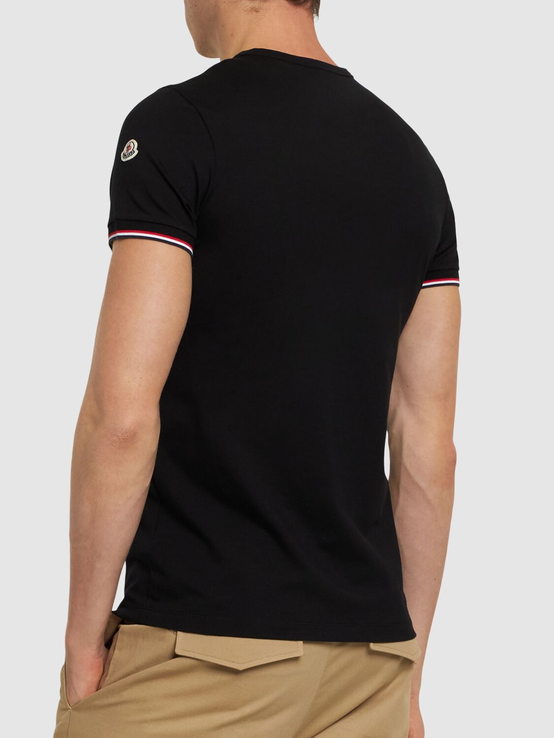 Shop Moncler Stretch Cotton Jersey T-shirt In Black