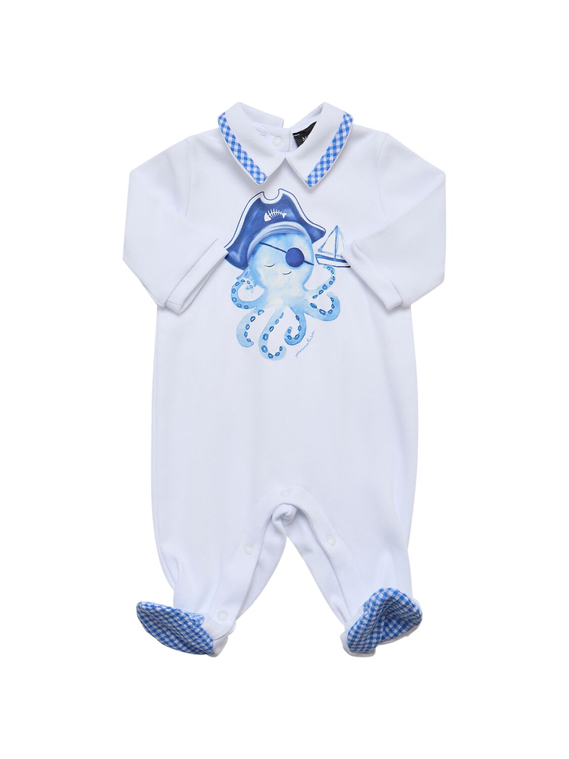 MONNALISA COTTON INTERLOCK ROMPER, HAT &  BIB 