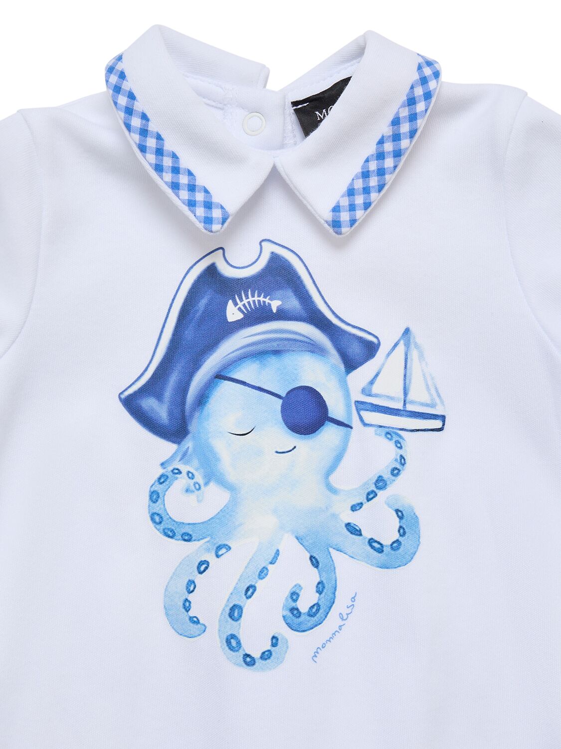 MONNALISA COTTON INTERLOCK ROMPER, HAT &  BIB 