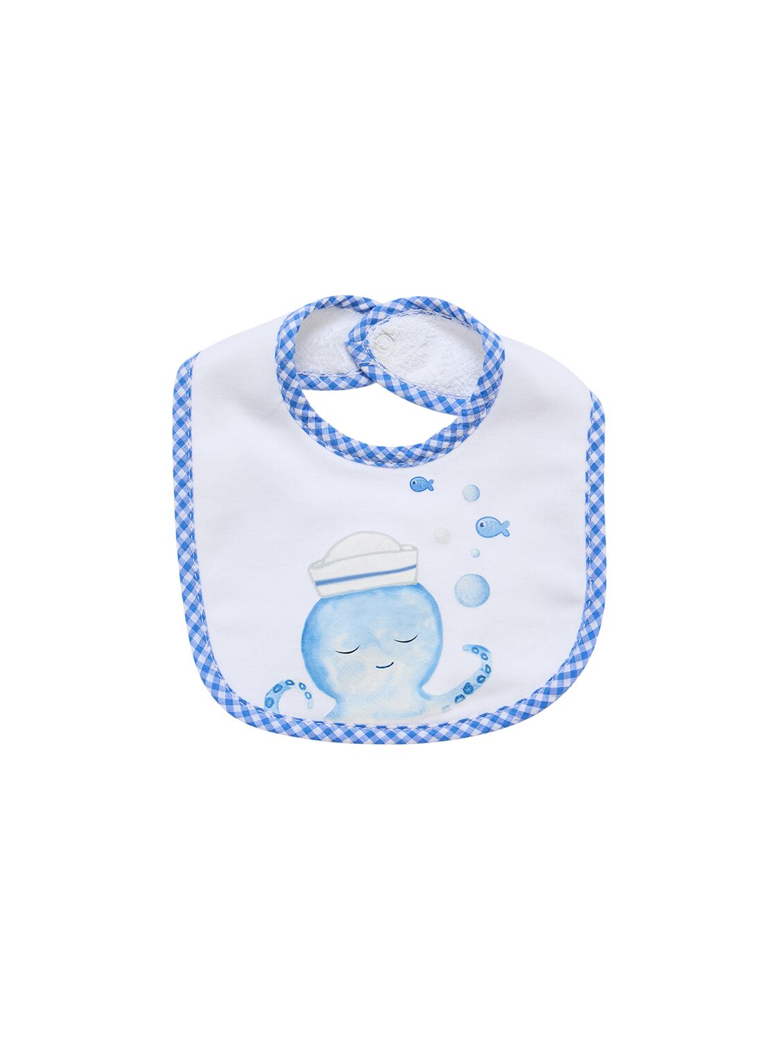 Shop Monnalisa Cotton Interlock Romper, Hat &  Bib In White,blue