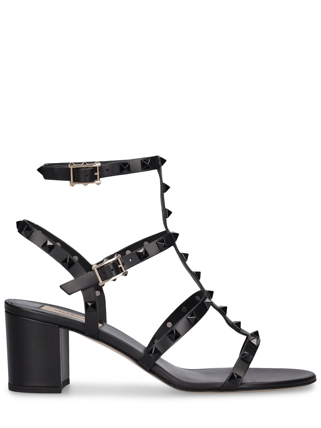 Shop Valentino 60mm Rockstud Leather Sandals In Black