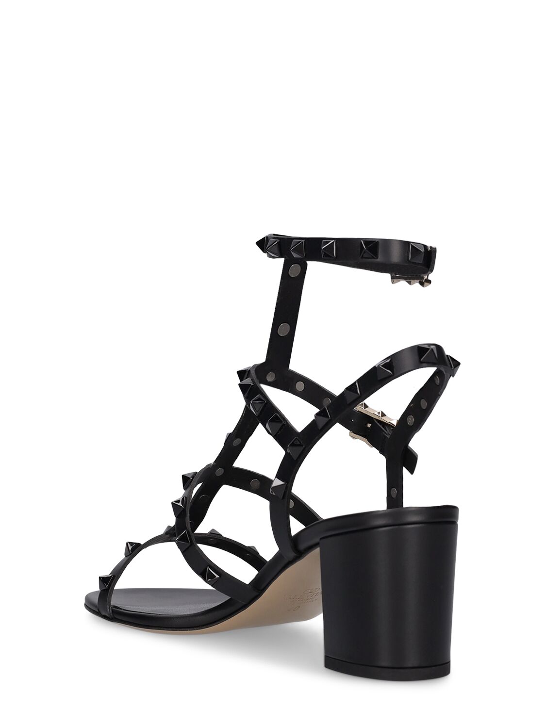 Shop Valentino 60mm Rockstud Leather Sandals In Black