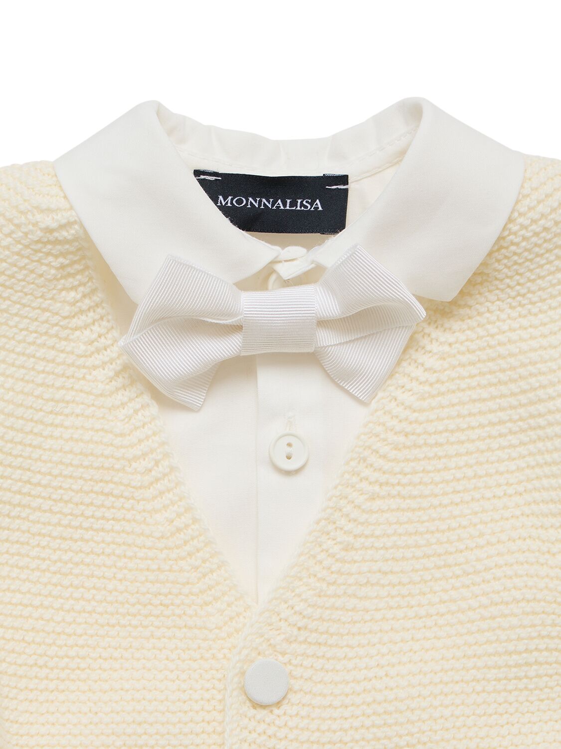 Shop Monnalisa Cotton Romper W/satin Vest In White,beige