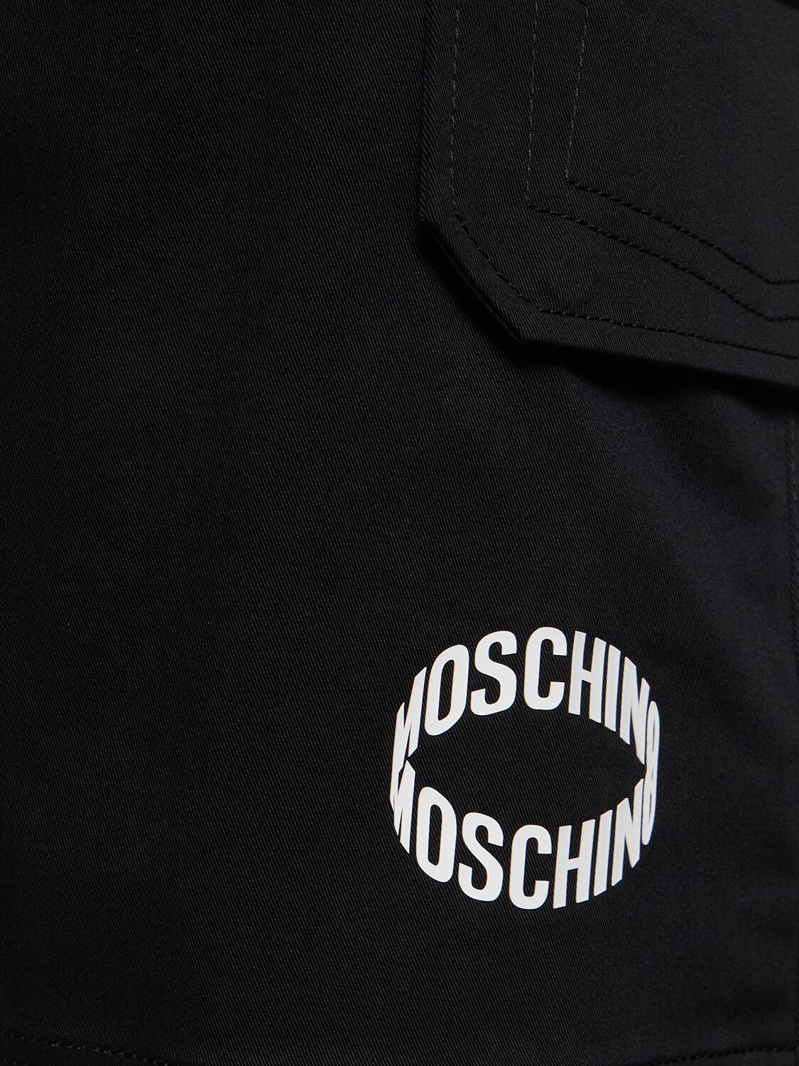 Shop Moschino Logo Cotton Gabardine Cargo Shorts In Black