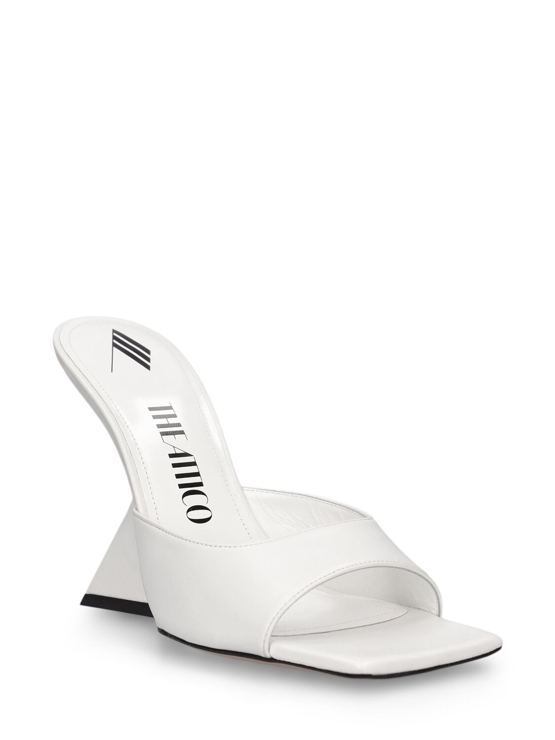 Shop Attico 105mm Cheope Leather Mules In White