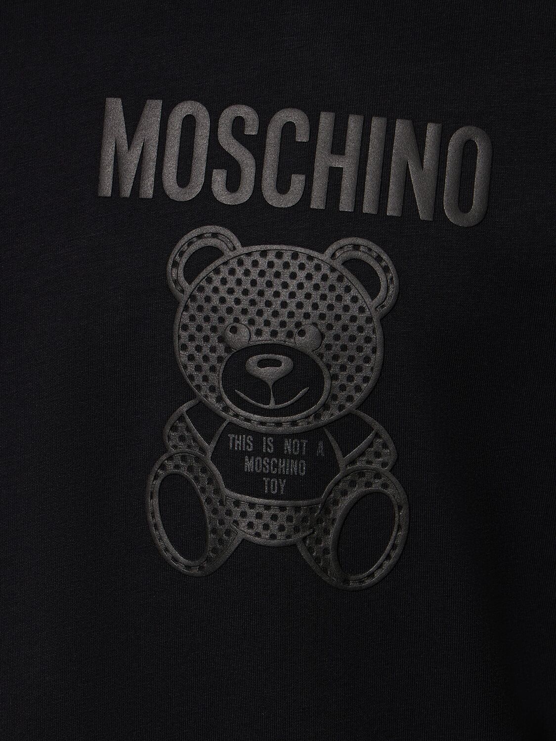 Shop Moschino Teddy Print Organic Cotton T-shirt In Black