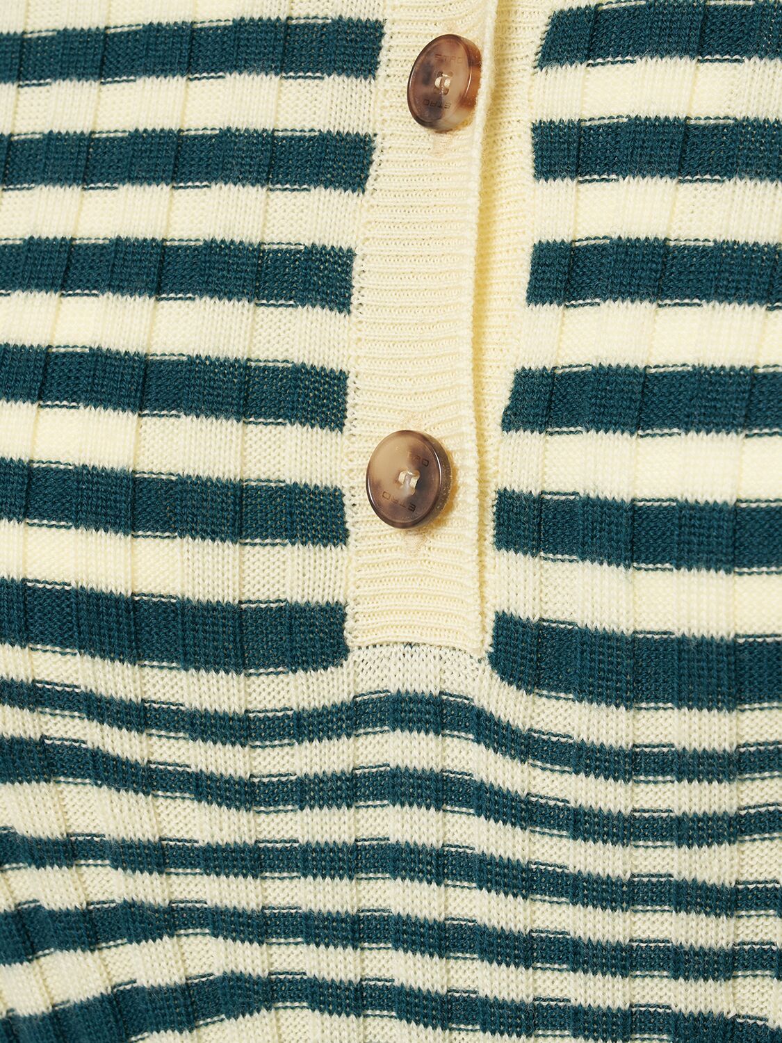 Shop Etro Striped Wool Knit Polo Sweater In Green,beige