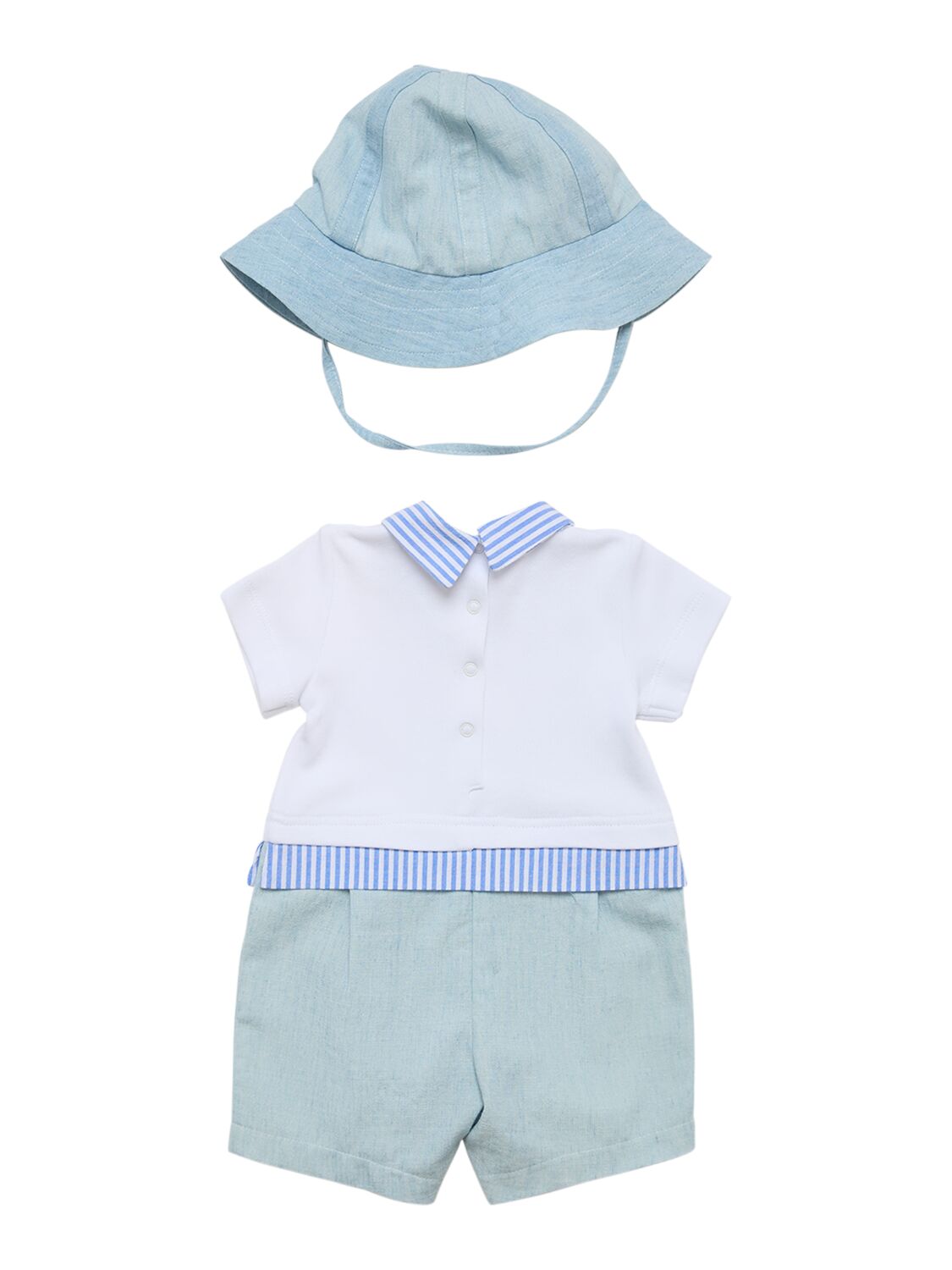 MONNALISA COTTON INTERLOCK ROMPER & HAT 