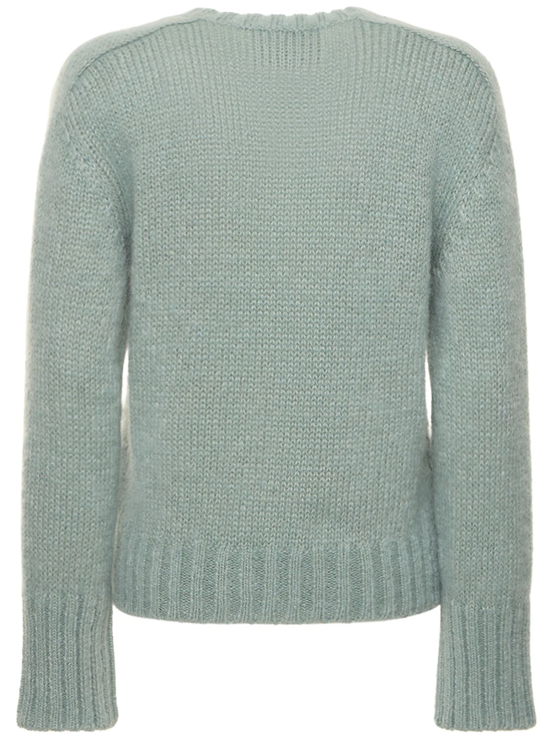 Shop Gucci Wool Blend Mohair Sweater W/ Crystals In Ash Blue