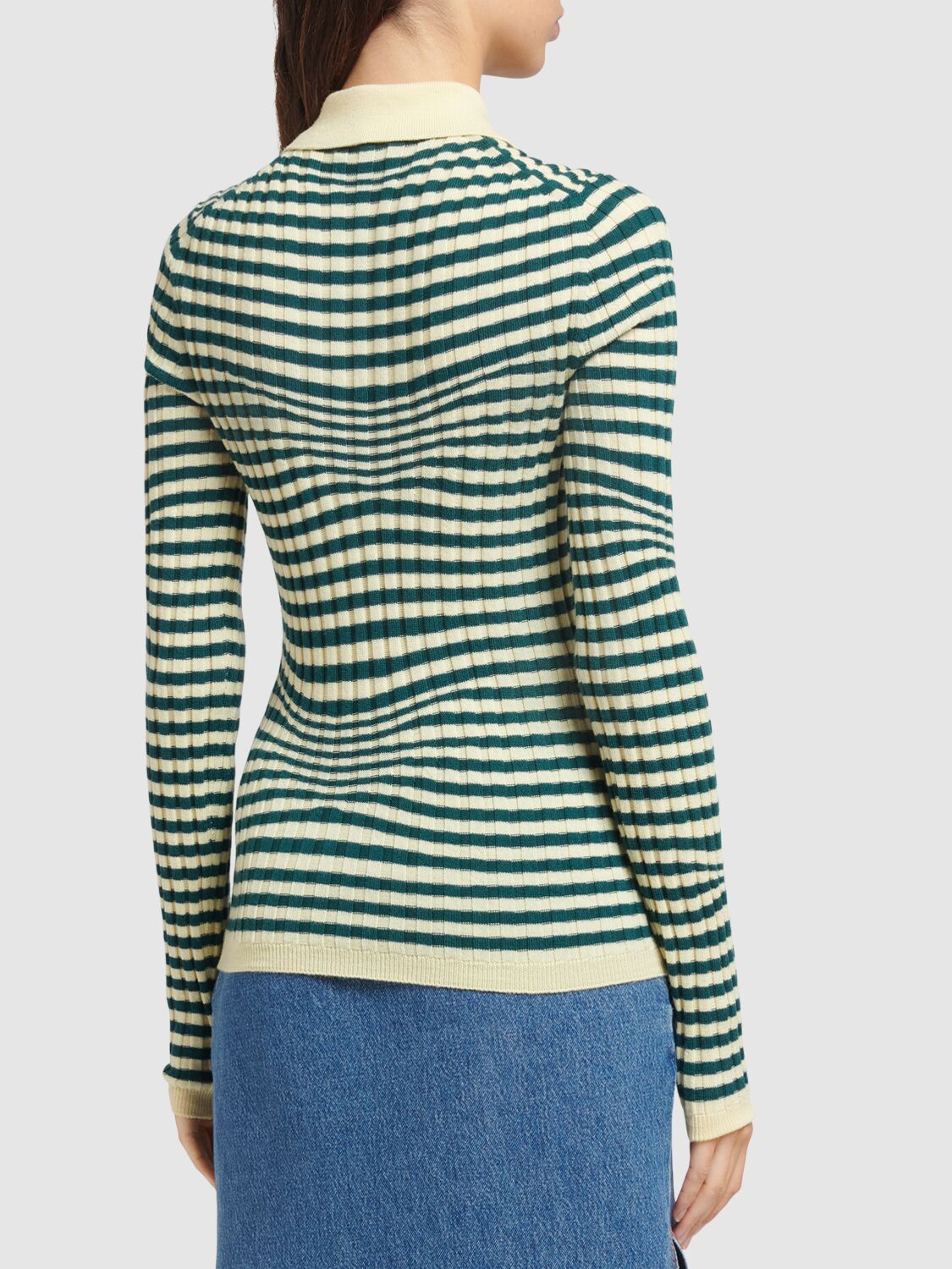 条纹羊毛针织POLO衫