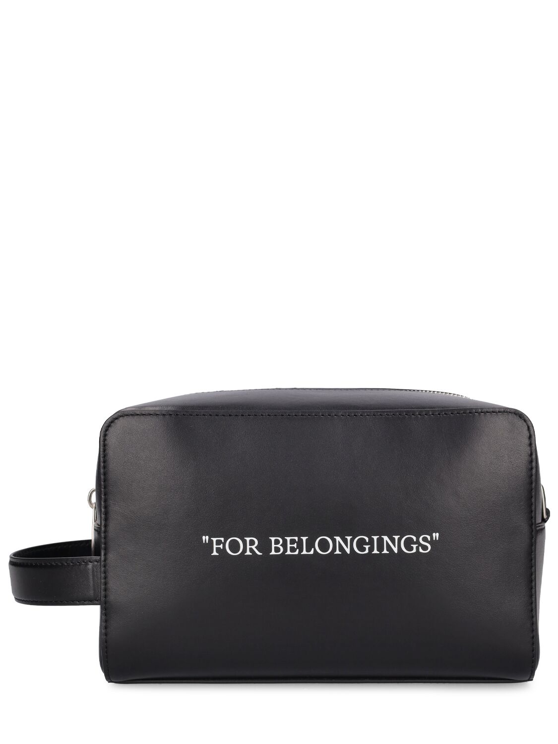Shop Off-white Quote Bookish Leather Toiletry Bag In Black