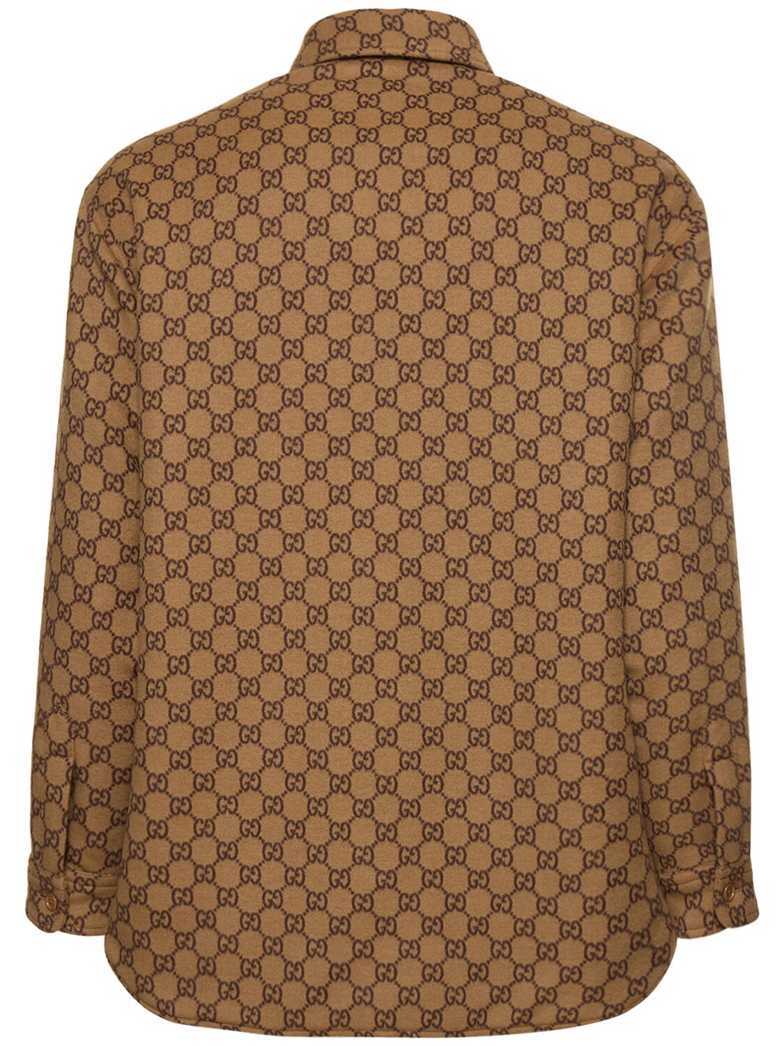 Shop Gucci Brushed Gg Wool Flannel Jacket In Camel,brown
