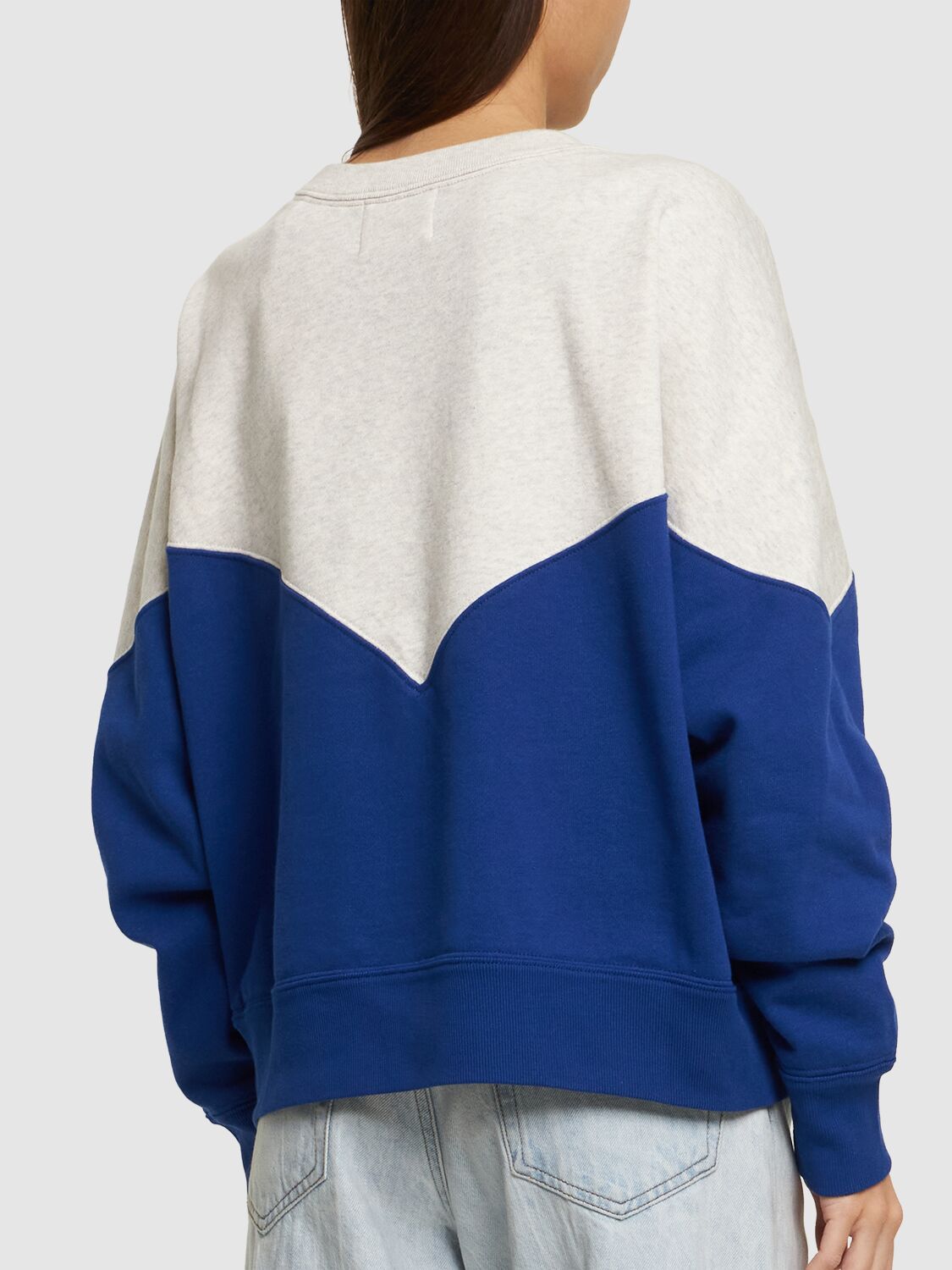 Shop Marant Etoile Houston Logo Jersey Cotton Sweatshirt In Hellblau,weiss