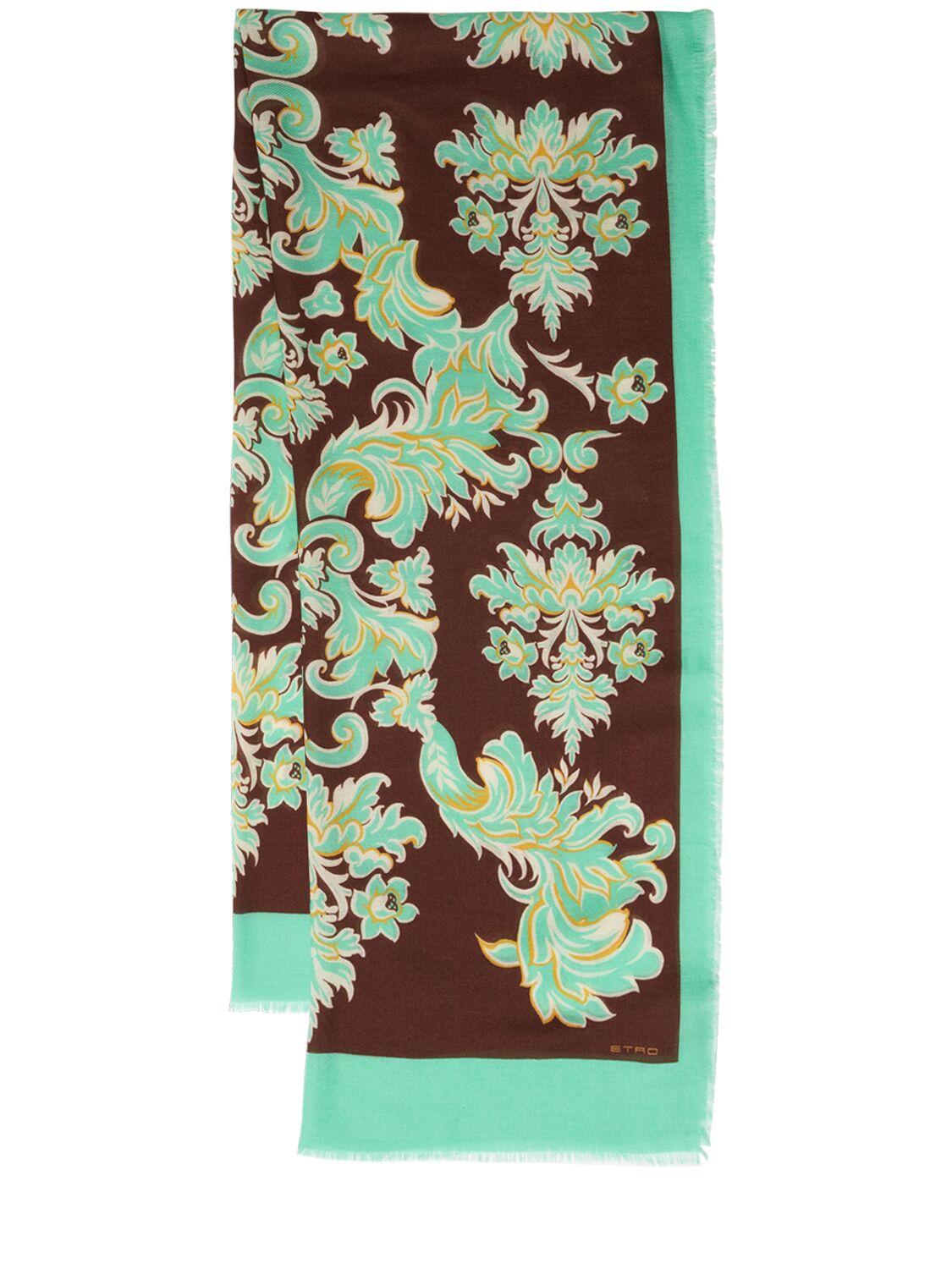 Etro Wool & Cashmere Printed Scarf In Brown