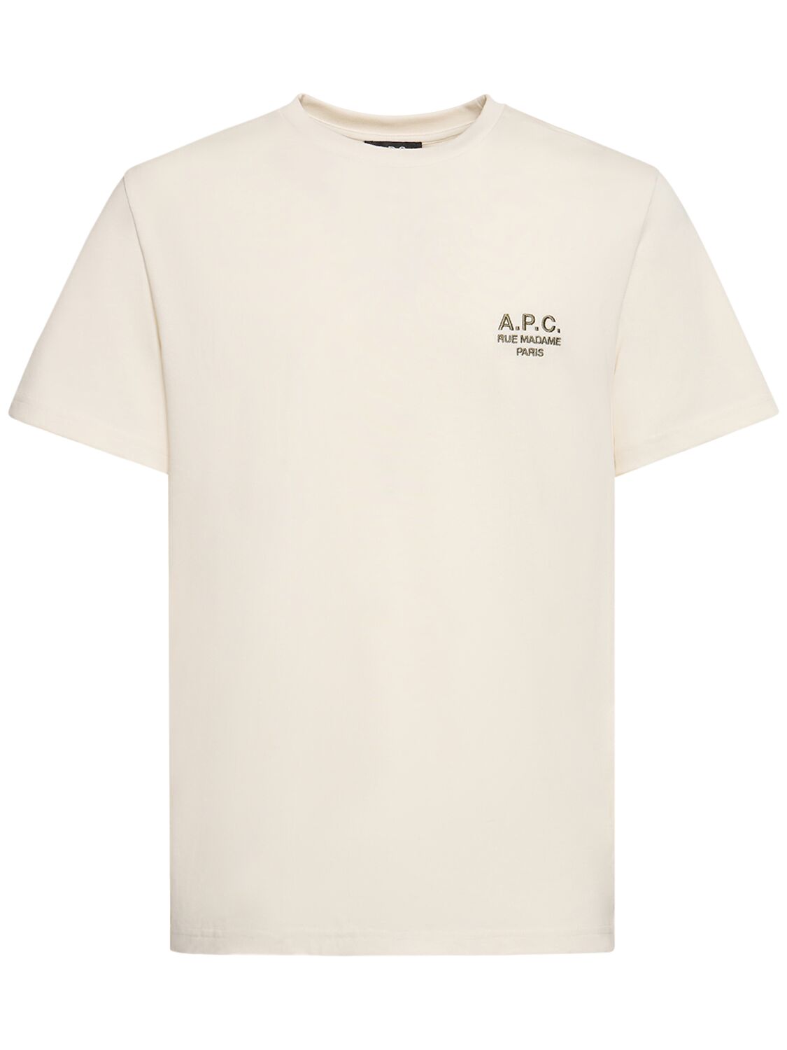 Apc Logo Organic Cotton Jersey T-shirt In Ecru