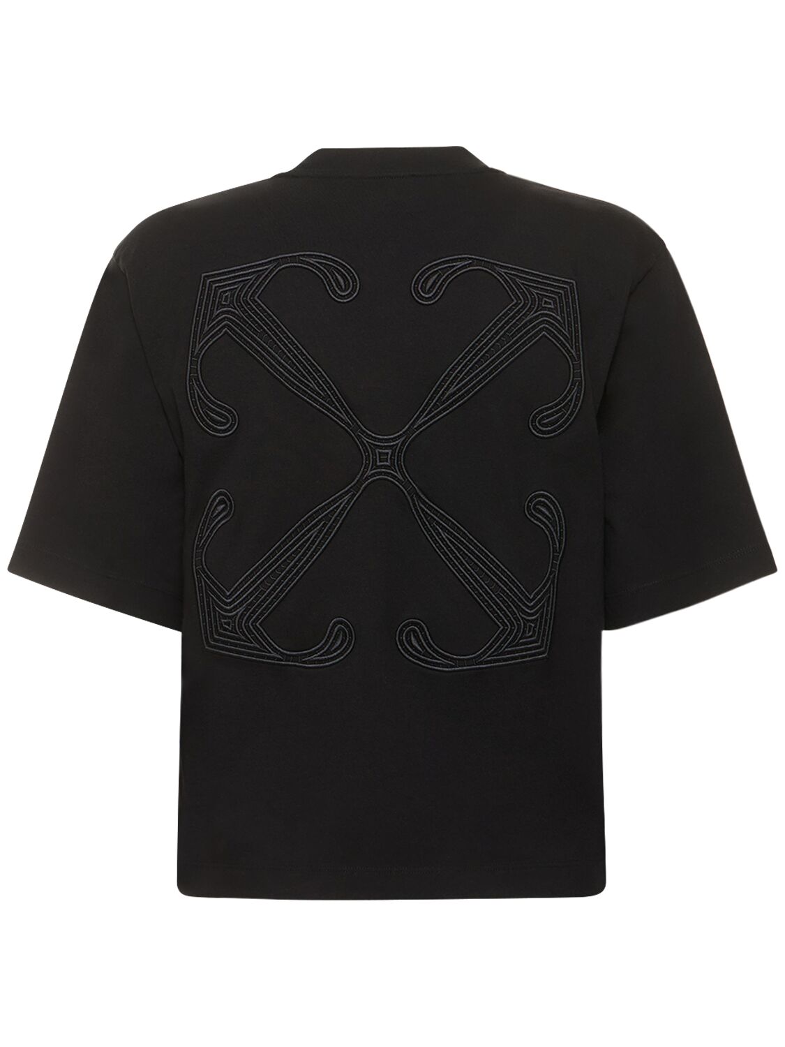 Shop Off-white Arrow Embroidered Cotton T-shirt In Black