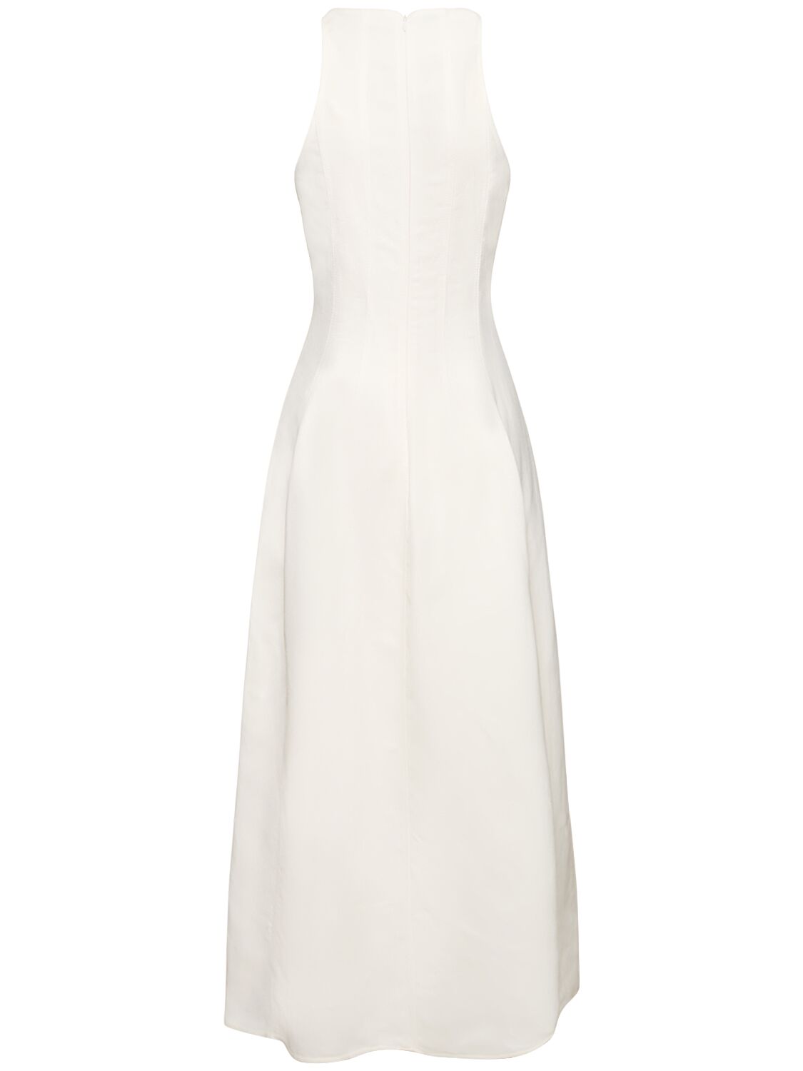 Shop Brunello Cucinelli Fluid Twill Sleeveless Midi Dress In White