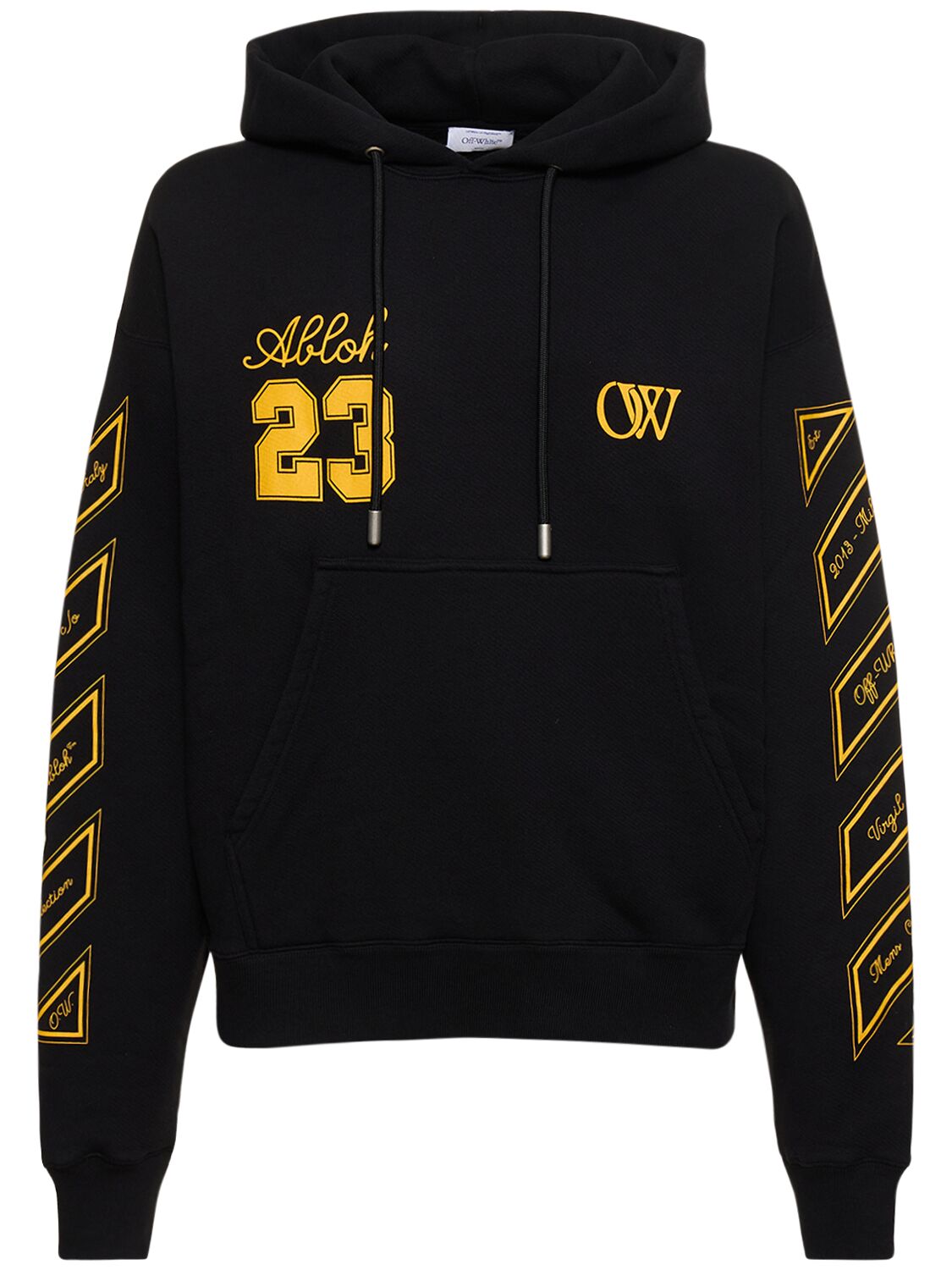 Shop Off-white Ow 23 Skate Cotton Hoodie In Black,gold