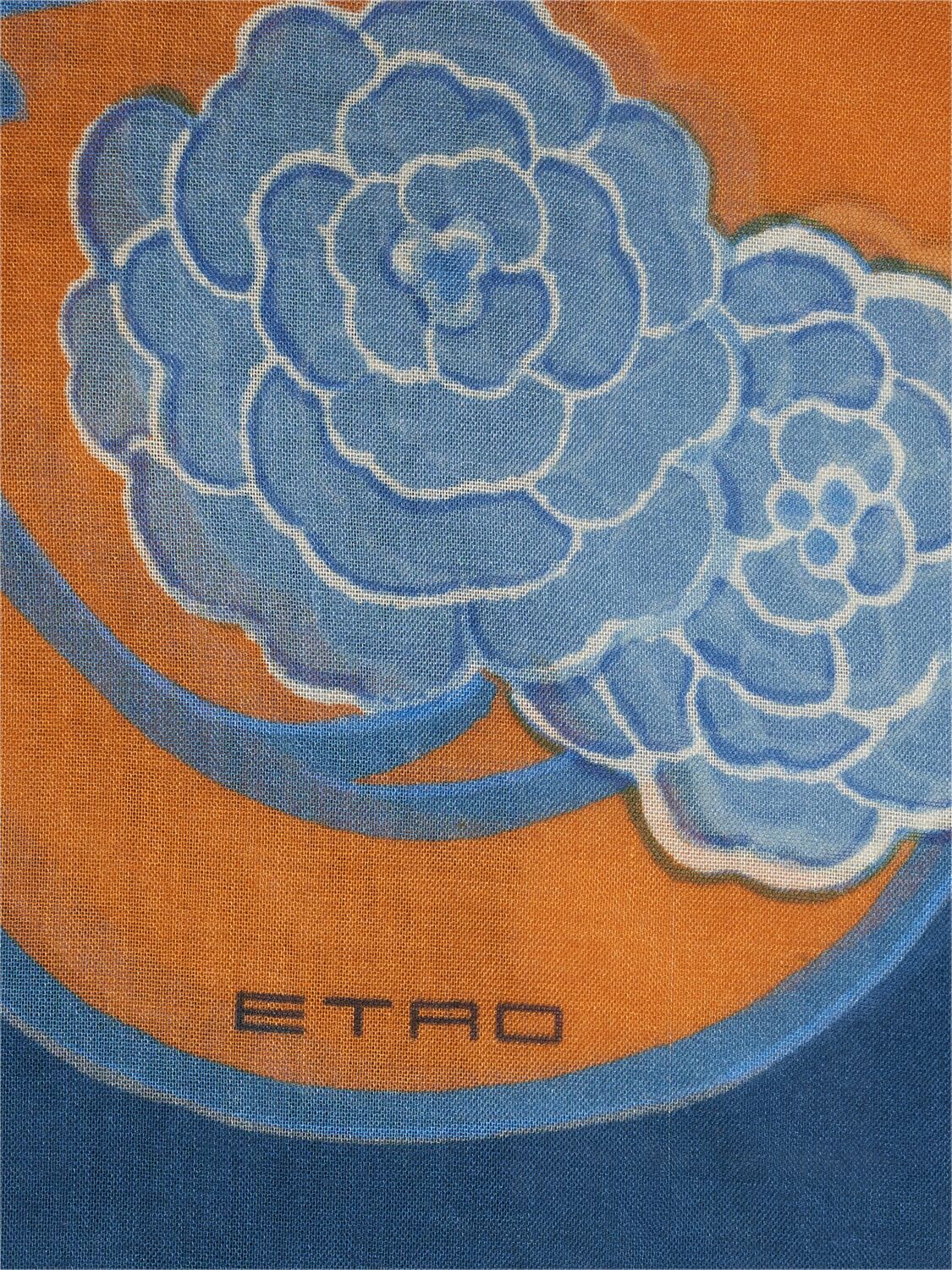 Shop Etro Printed Silk Scarf In Blue,multi