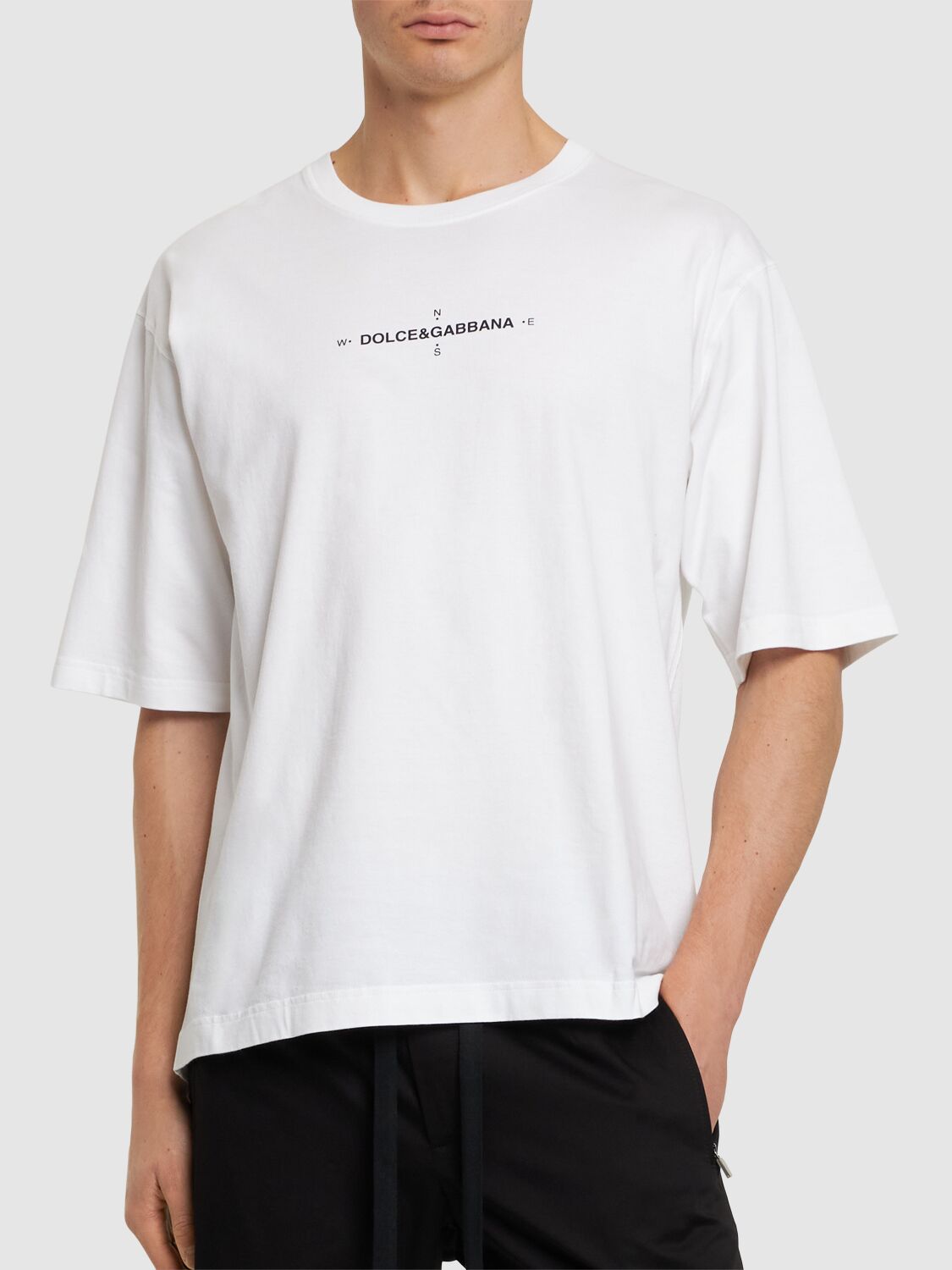 Shop Dolce & Gabbana Oversized Cotton Jersey T-shirt In White Ottico