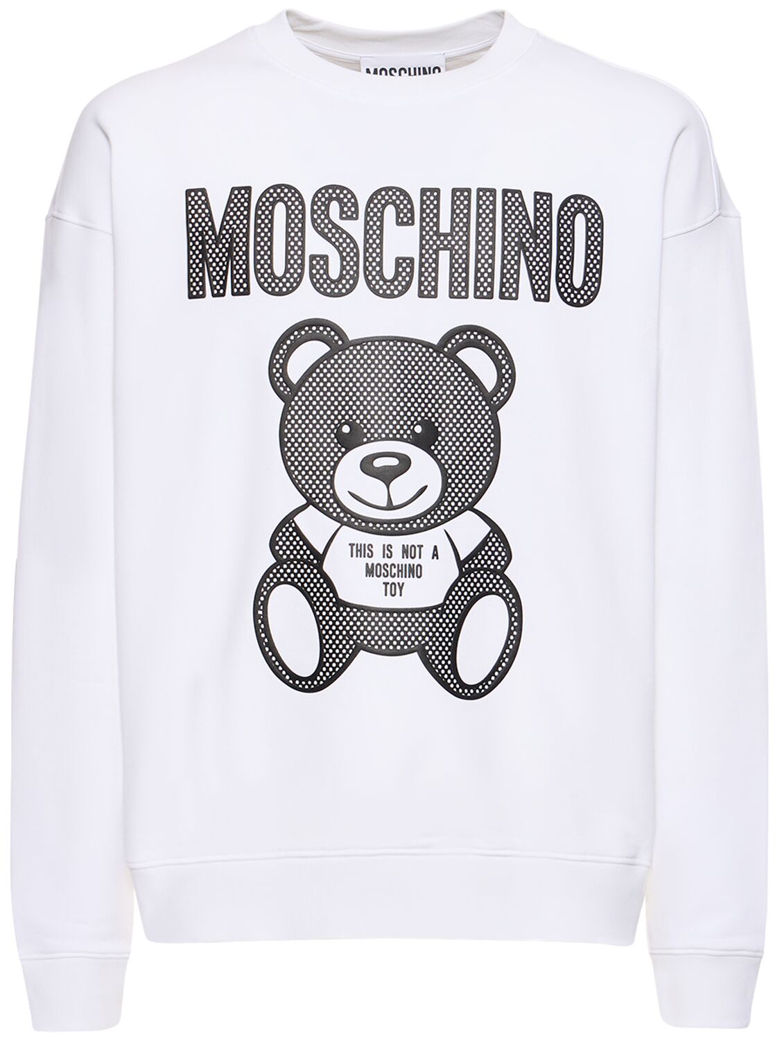 Shop Moschino Teddy Print Organic Cotton Sweatshirt In White