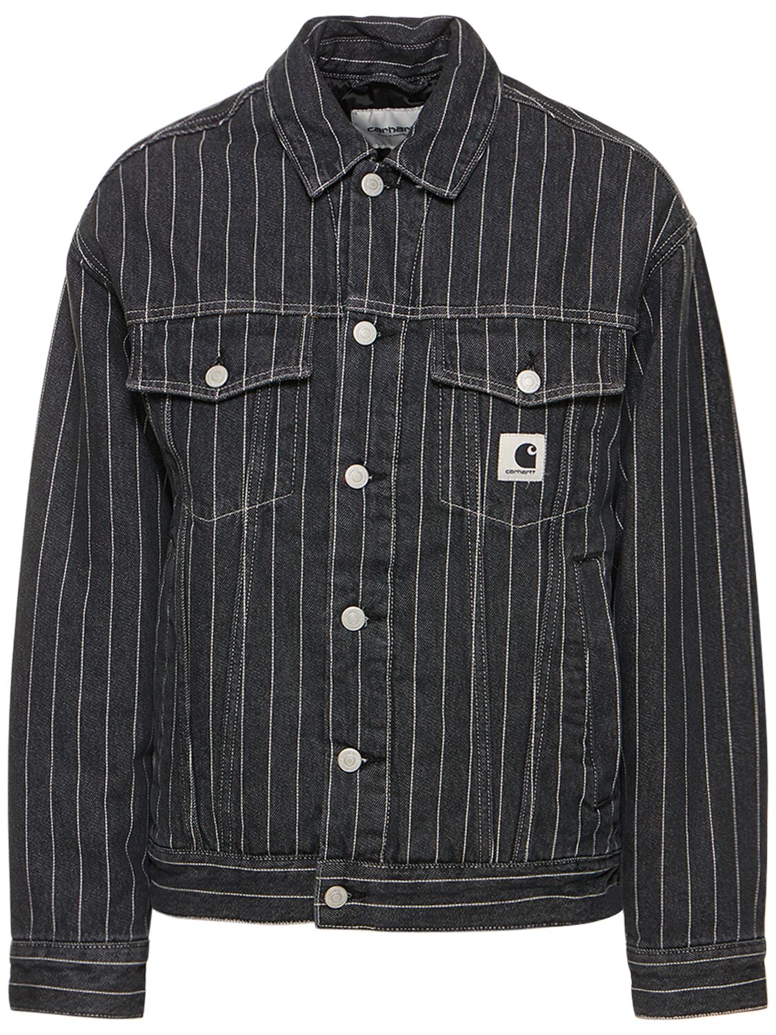 Carhartt Orlean Striped Denim Jacket In Black,white