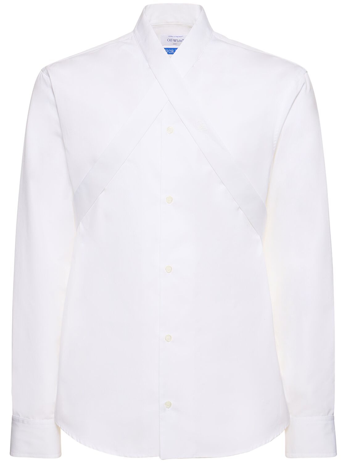 Shop Off-white Ow Embellished Cotton Shirt In White