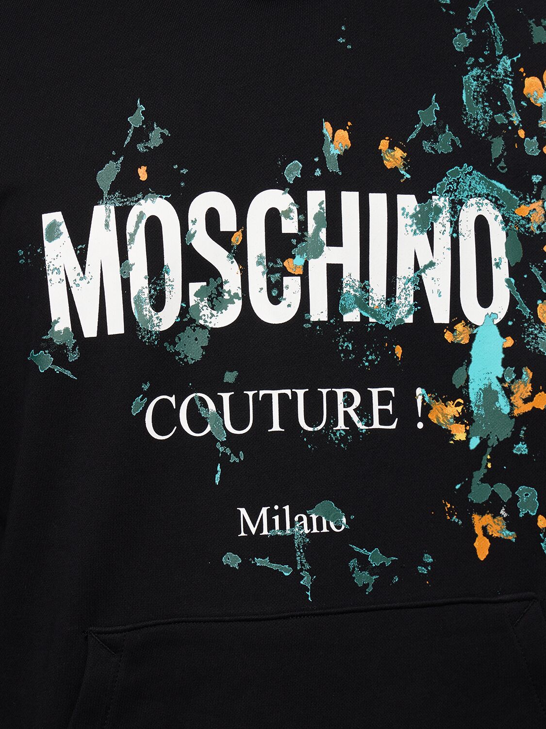Shop Moschino Logo Print Organic Cotton Hoodie In Black