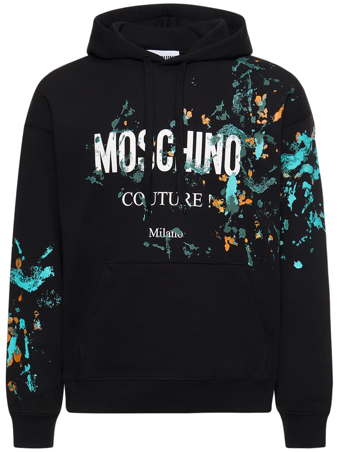 Shop Moschino Logo Print Organic Cotton Hoodie In Black