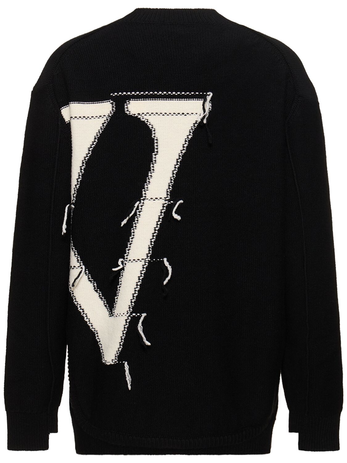 Shop Off-white Ow Maxi Logo Wool Knit Sweater In Black,white